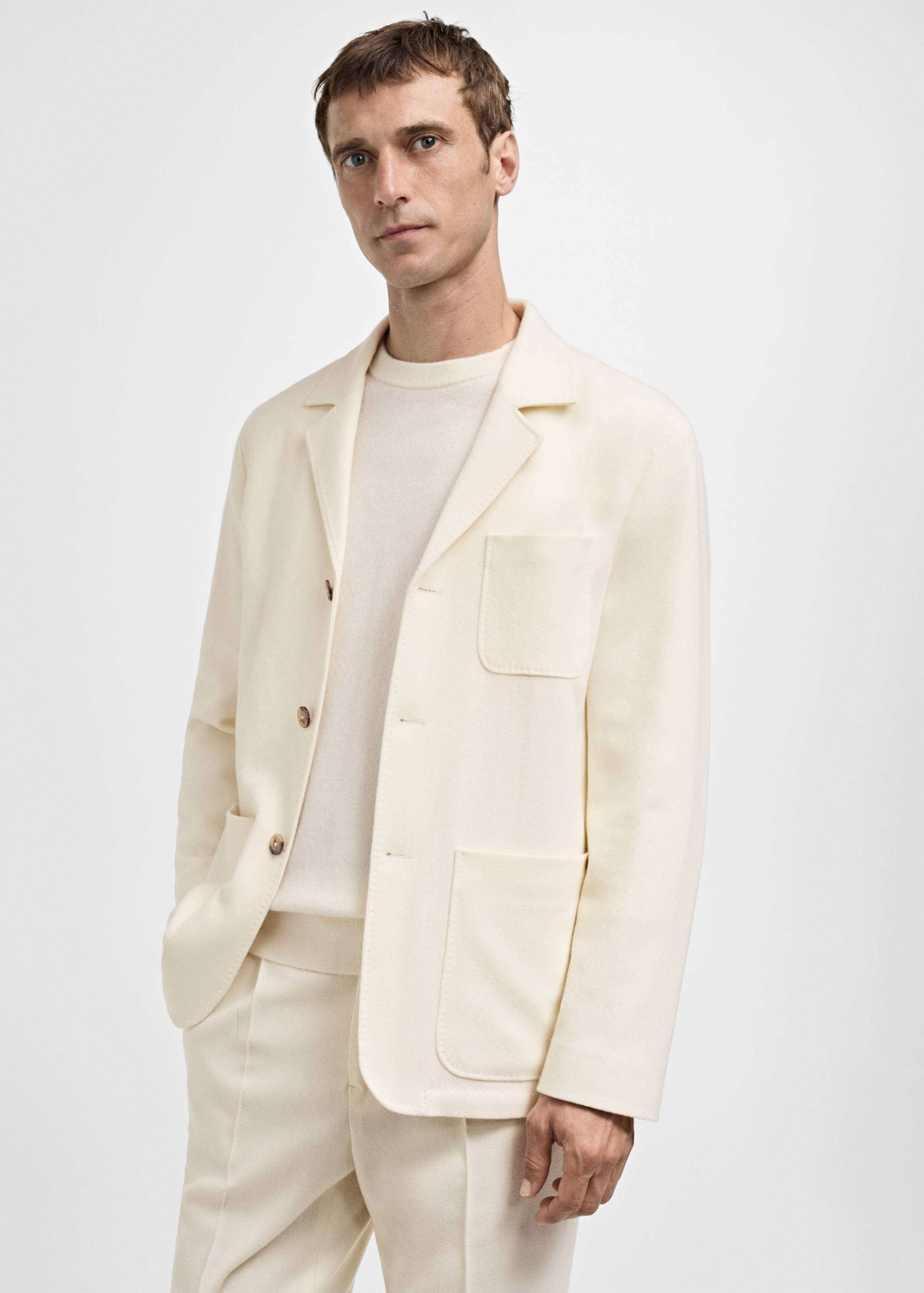 Italian virgin wool flannel suit jacket - Medium plane