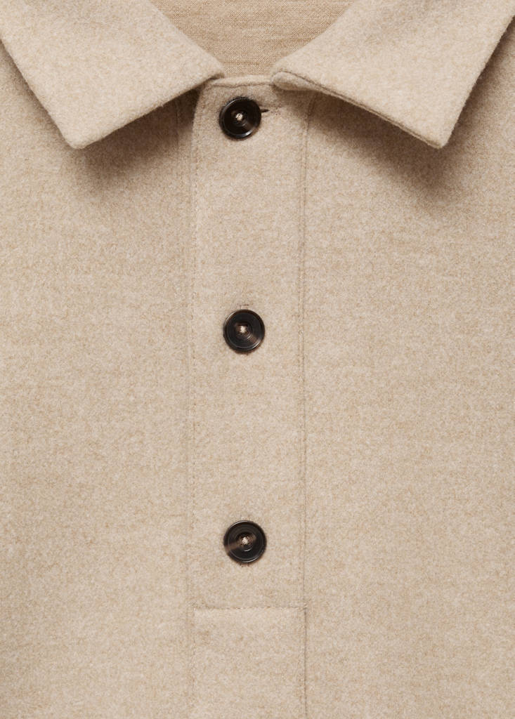 Regular fit sweatshirt-fabric polo shirt — Sand