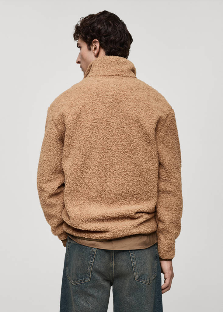 Sherpa sweatshirt with pocket — Medium Brown
