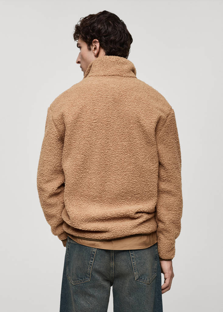 Sherpa sweatshirt with pocket — Medium Brown