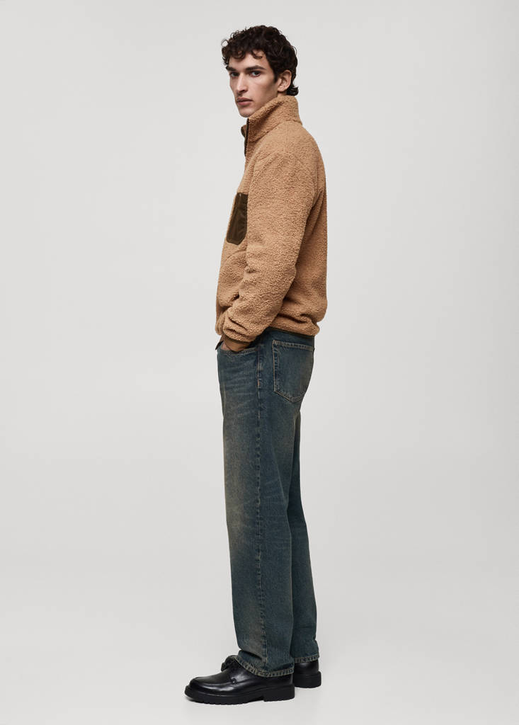 Sherpa sweatshirt with pocket — Medium Brown