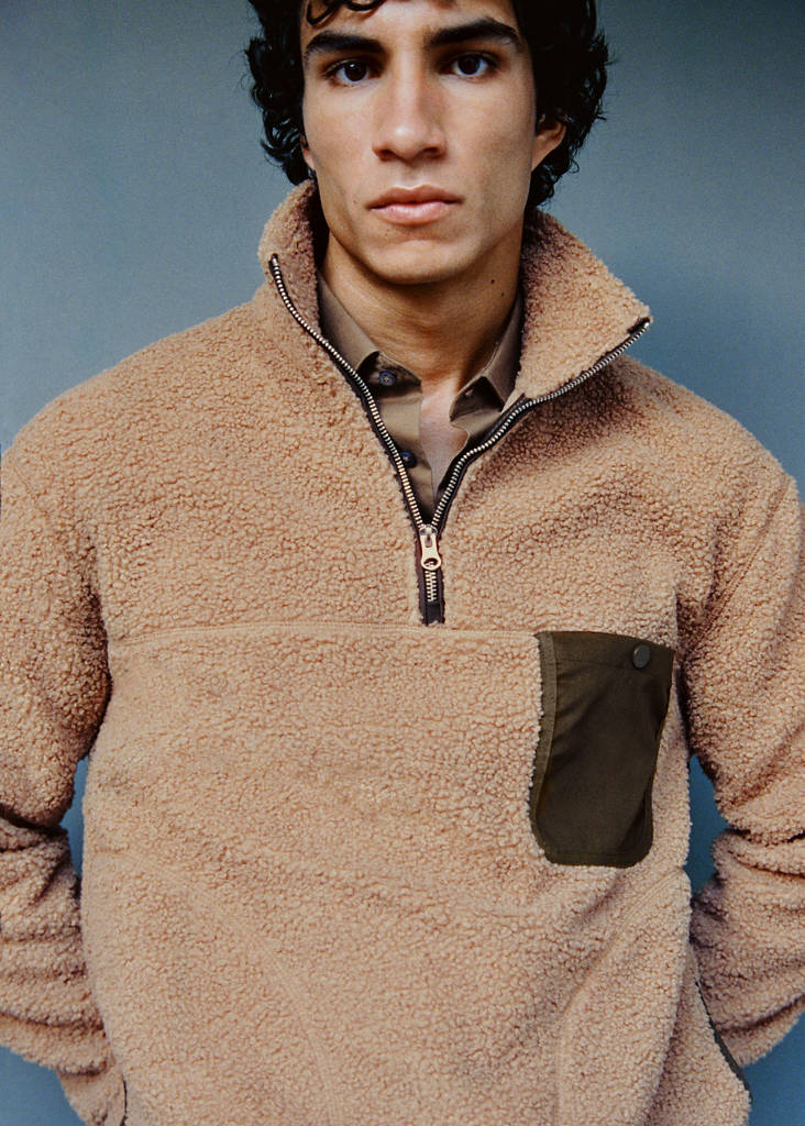 Sherpa sweatshirt with pocket — Medium Brown