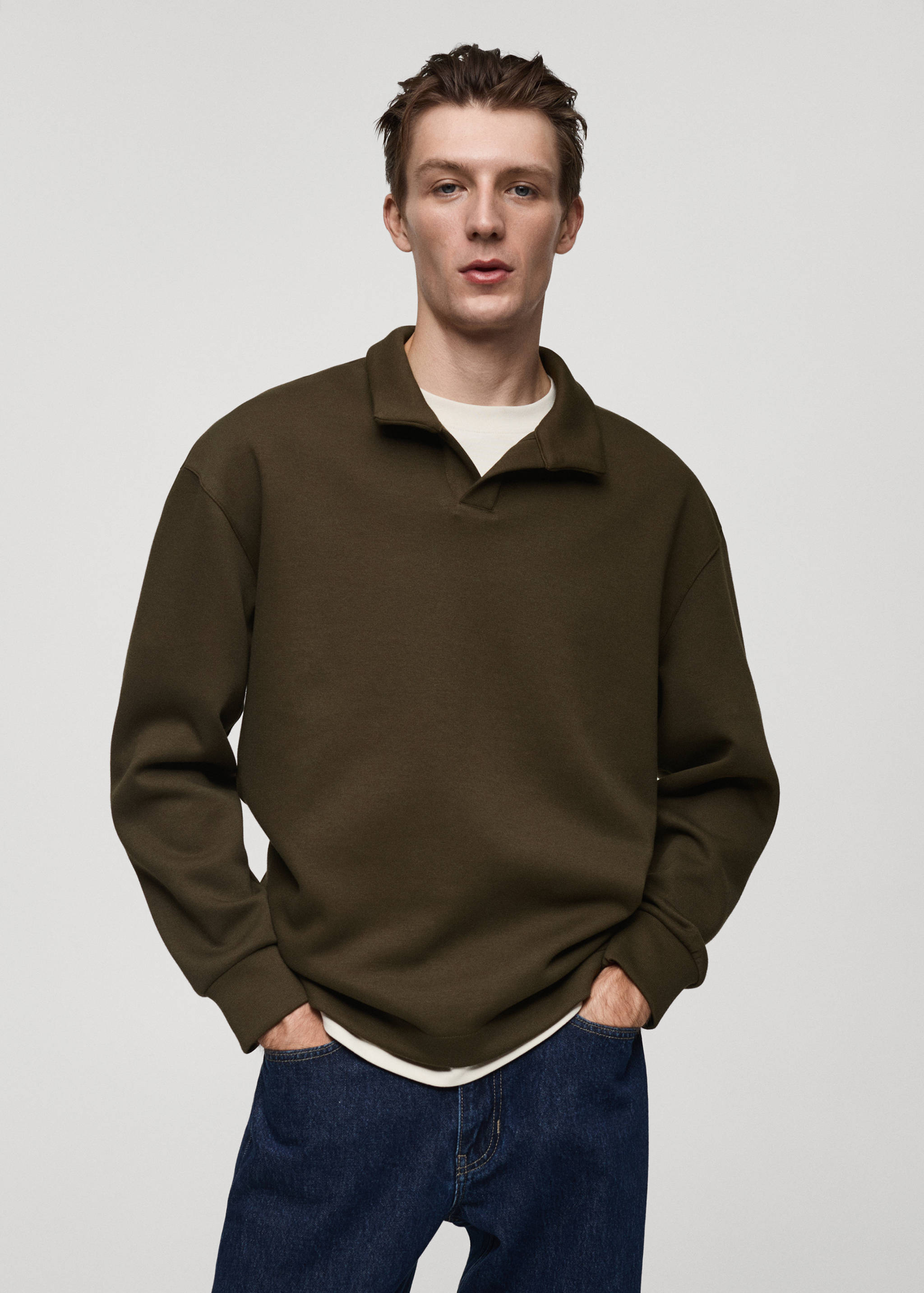 Relaxed-fit polo sweatshirt - Medium plane