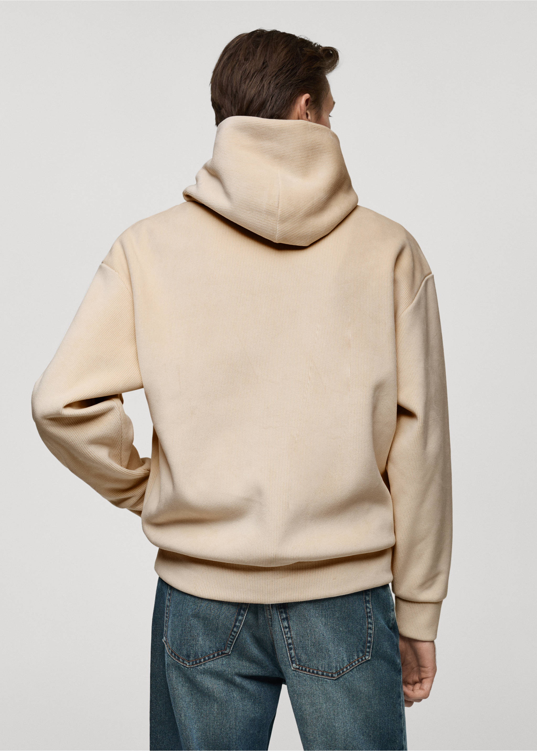 Sudadera capucha pana - Reverso del artículo, Crudo. Ref: 77027929-00.