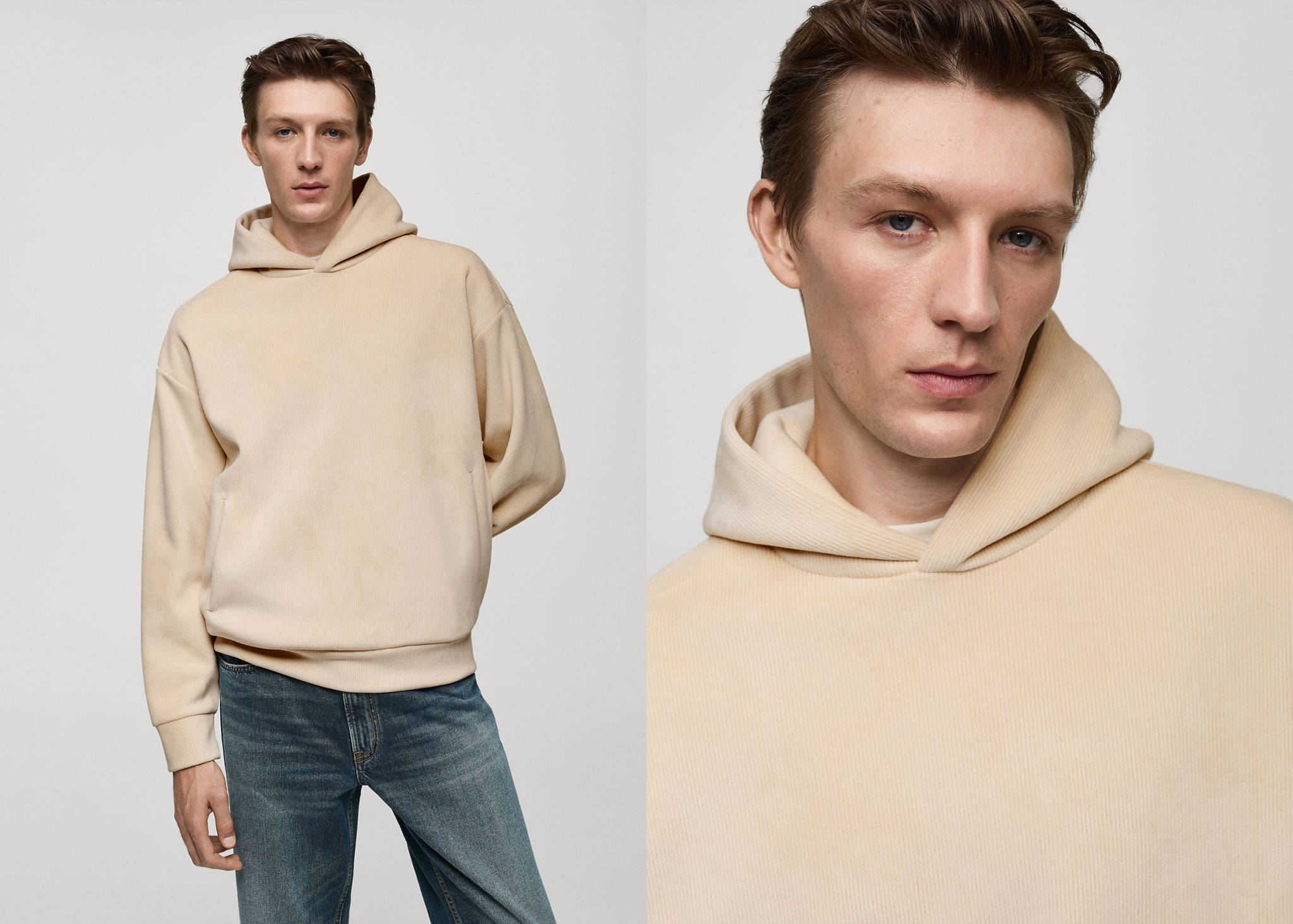 Corduroy hooded sweatshirt - Panoramic plane