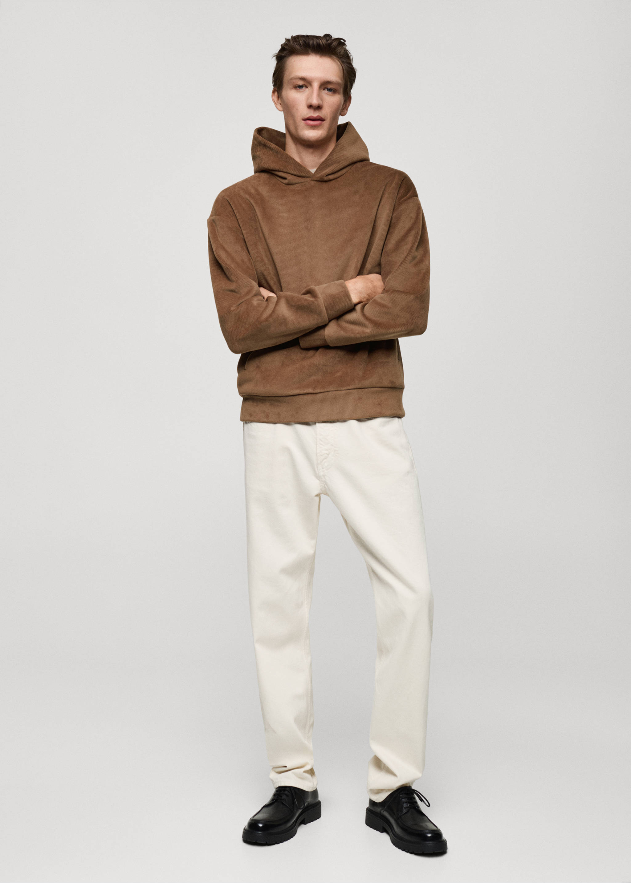 Corduroy hooded sweatshirt - General plane, Tobacco Brown. Ref: 77027929-00.