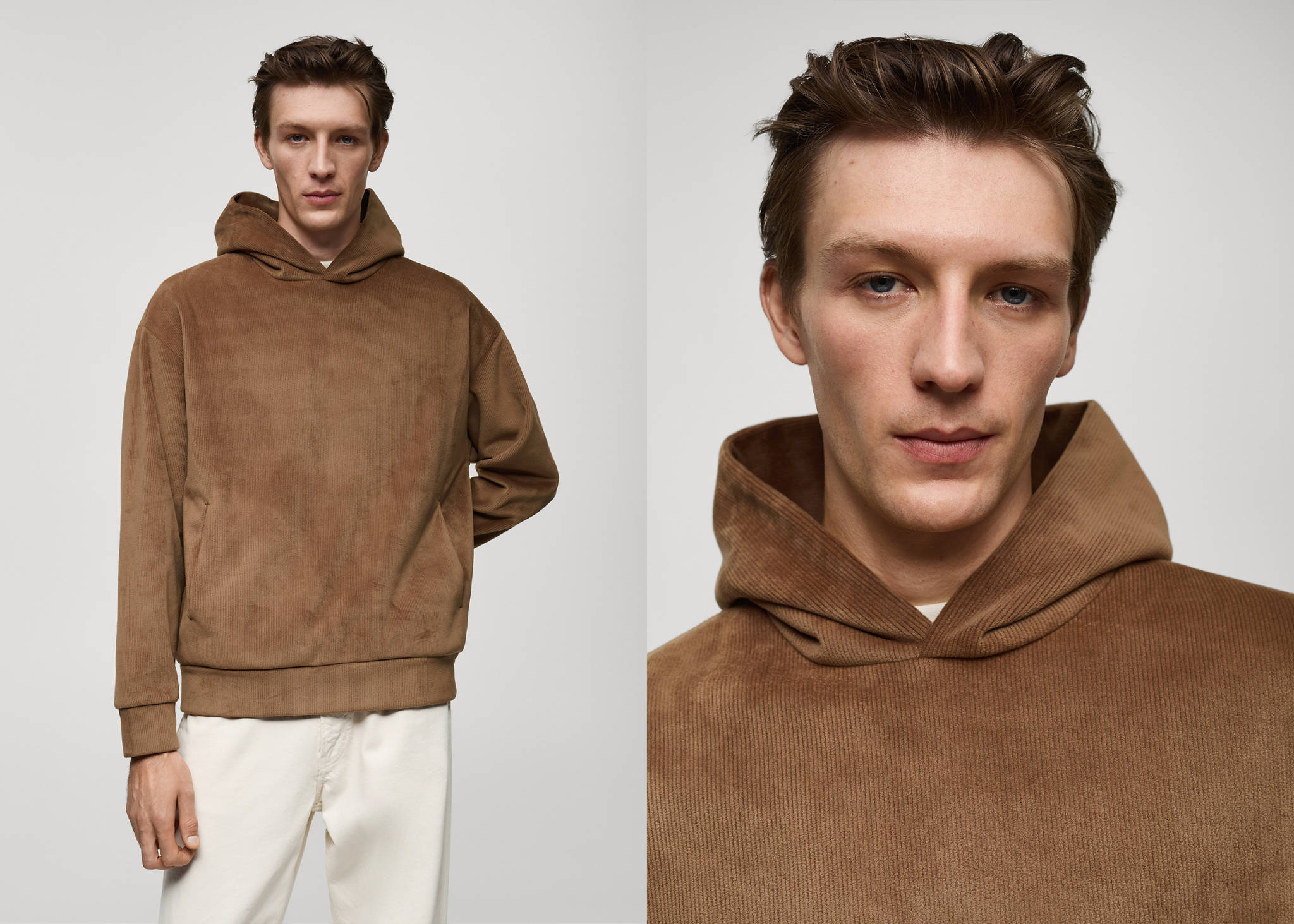 Corduroy hooded sweatshirt - Panoramic plane
