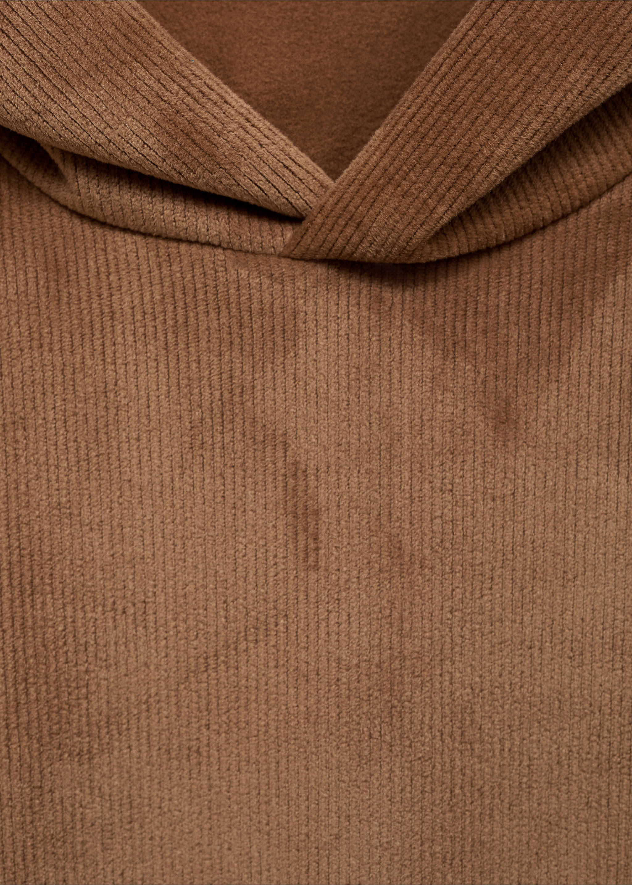 Corduroy hooded sweatshirt - Details of the article 8, Tobacco Brown. Ref: 77027929-00.