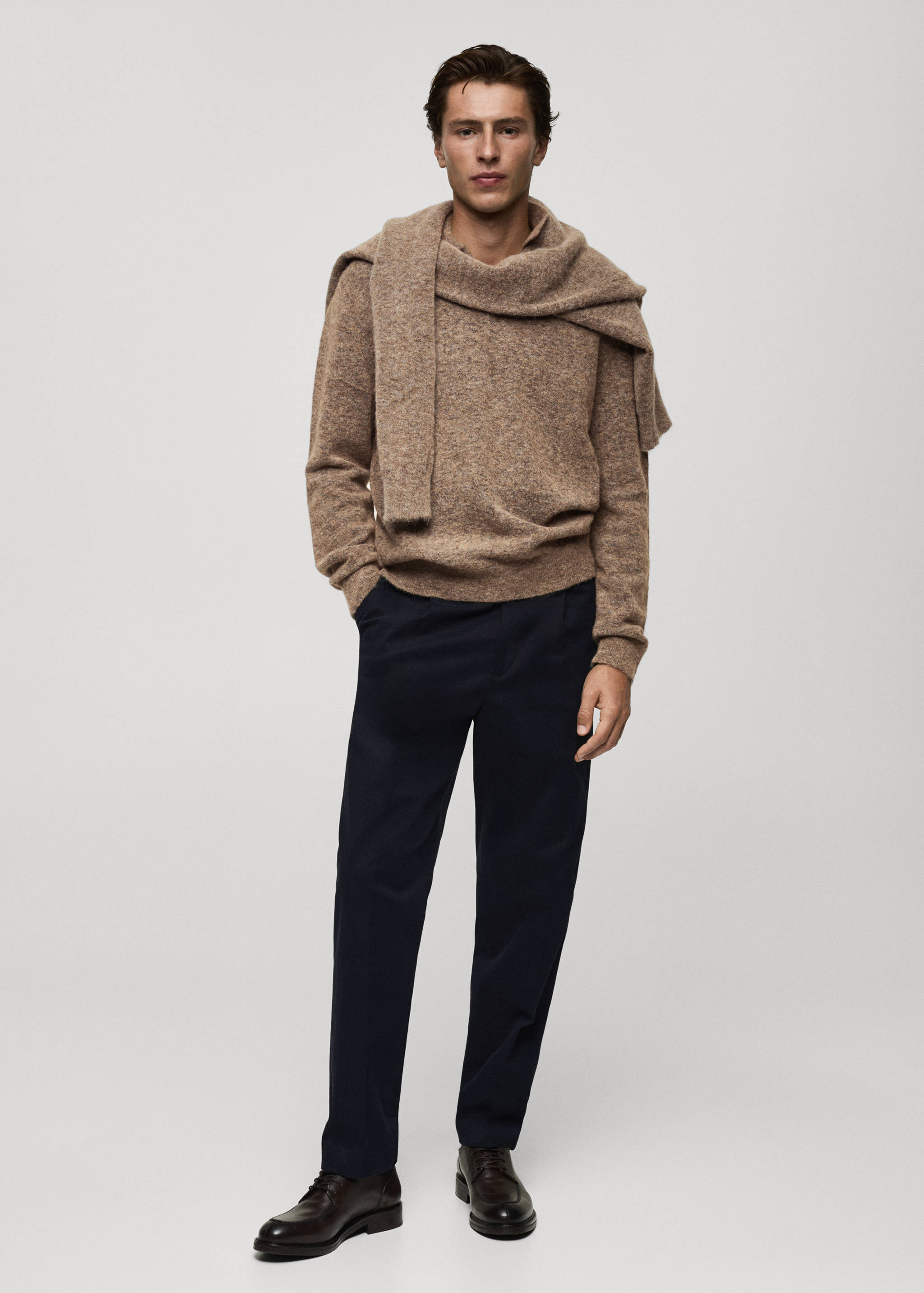 Alpaca and wool-blend polo sweater - General plane