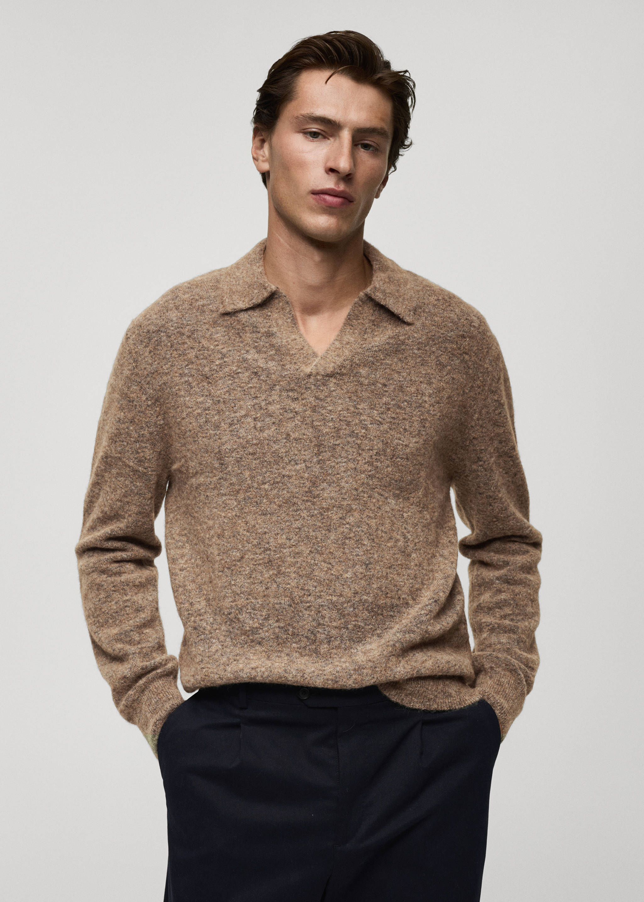 Alpaca and wool-blend polo sweater - Medium plane