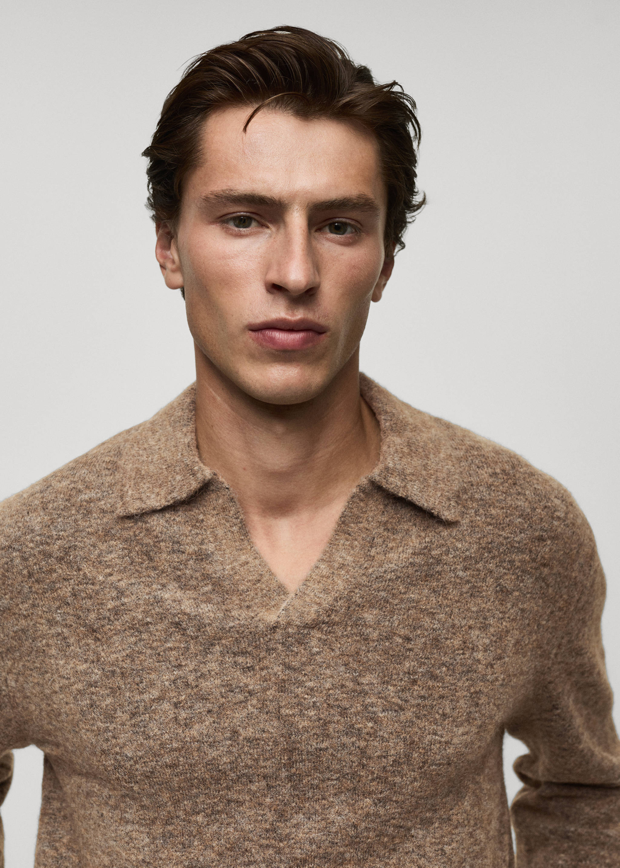 Alpaca and wool-blend polo sweater - Details of the article 1