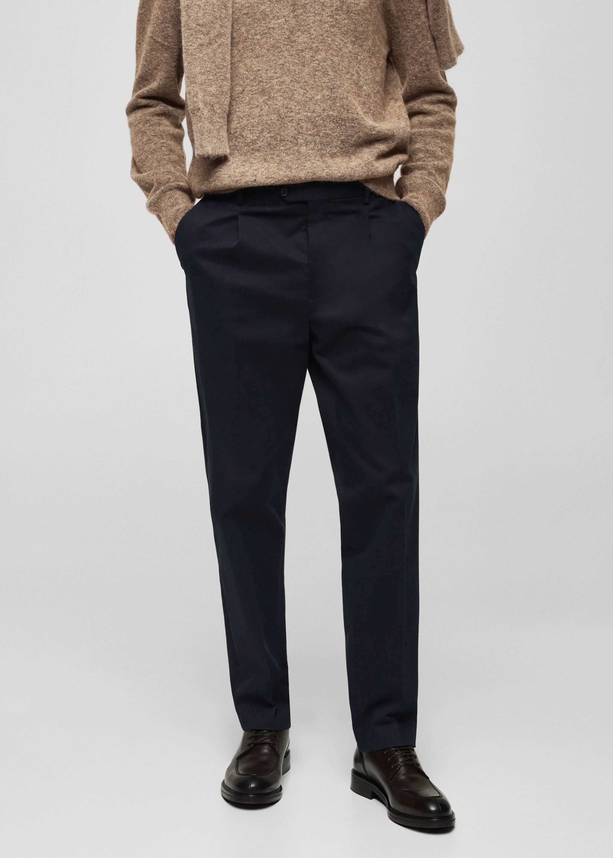 Pantalon twill coton pinces - Plan moyen