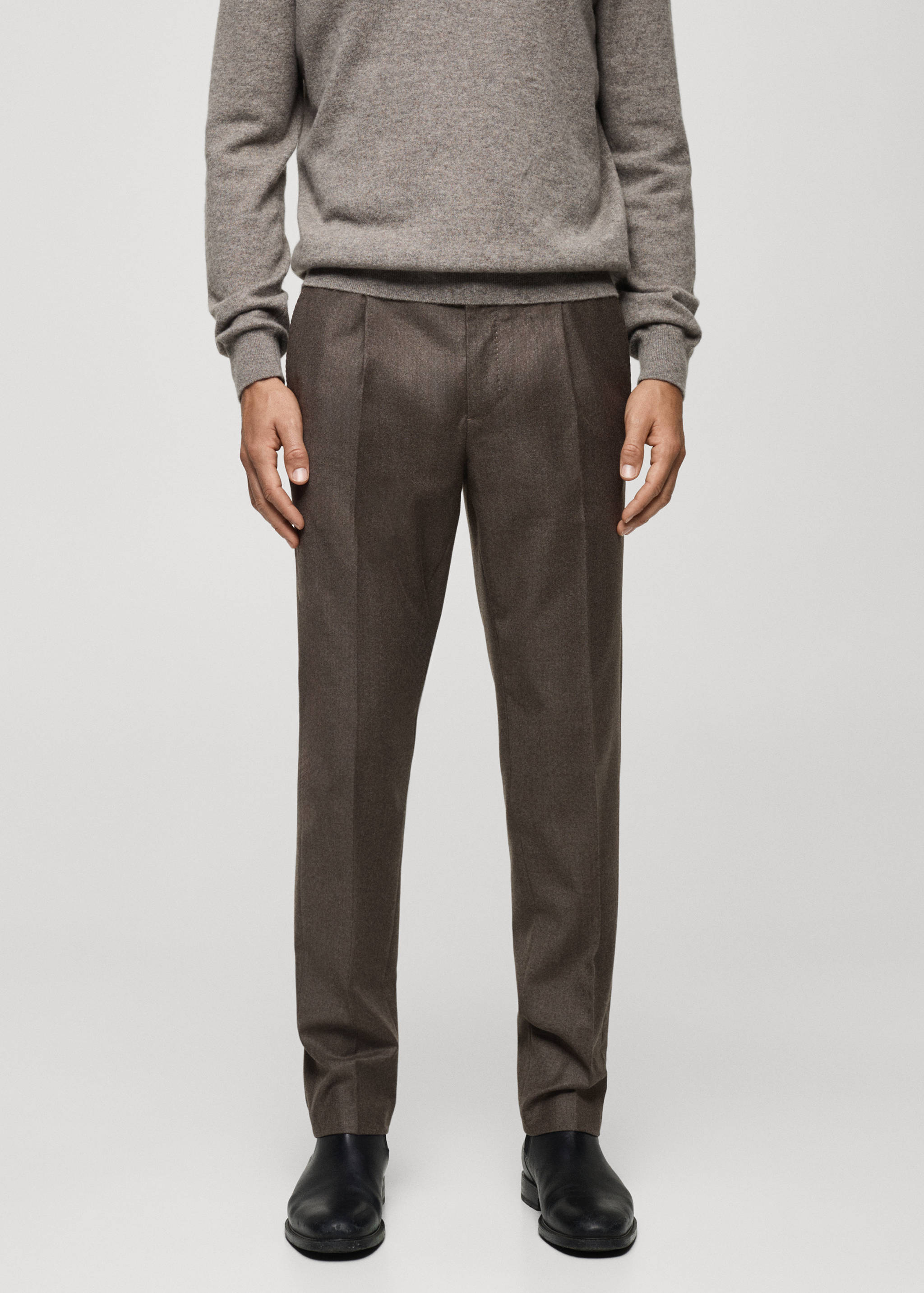 Pantalon costume flanelle 100 % laine italienne - Plan moyen