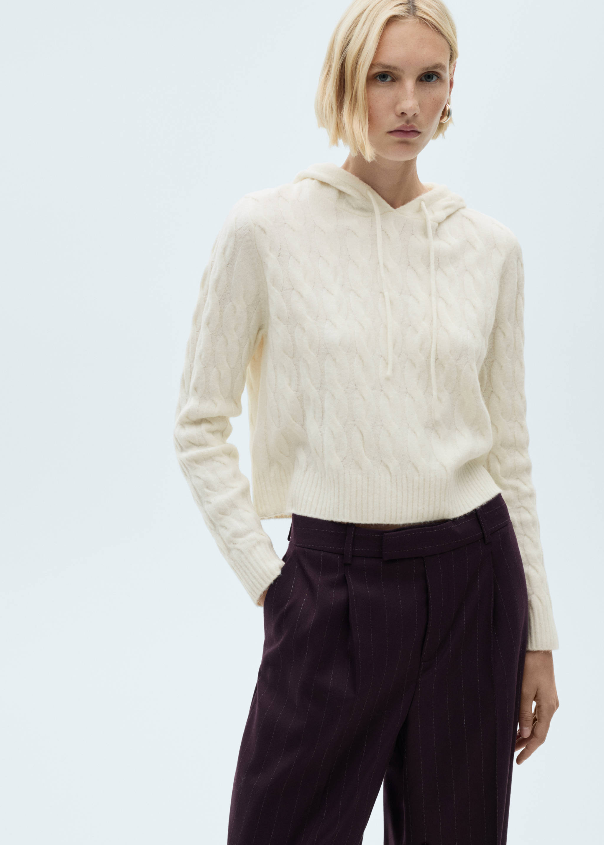 Cable-knit hoodie - Details of the article 2