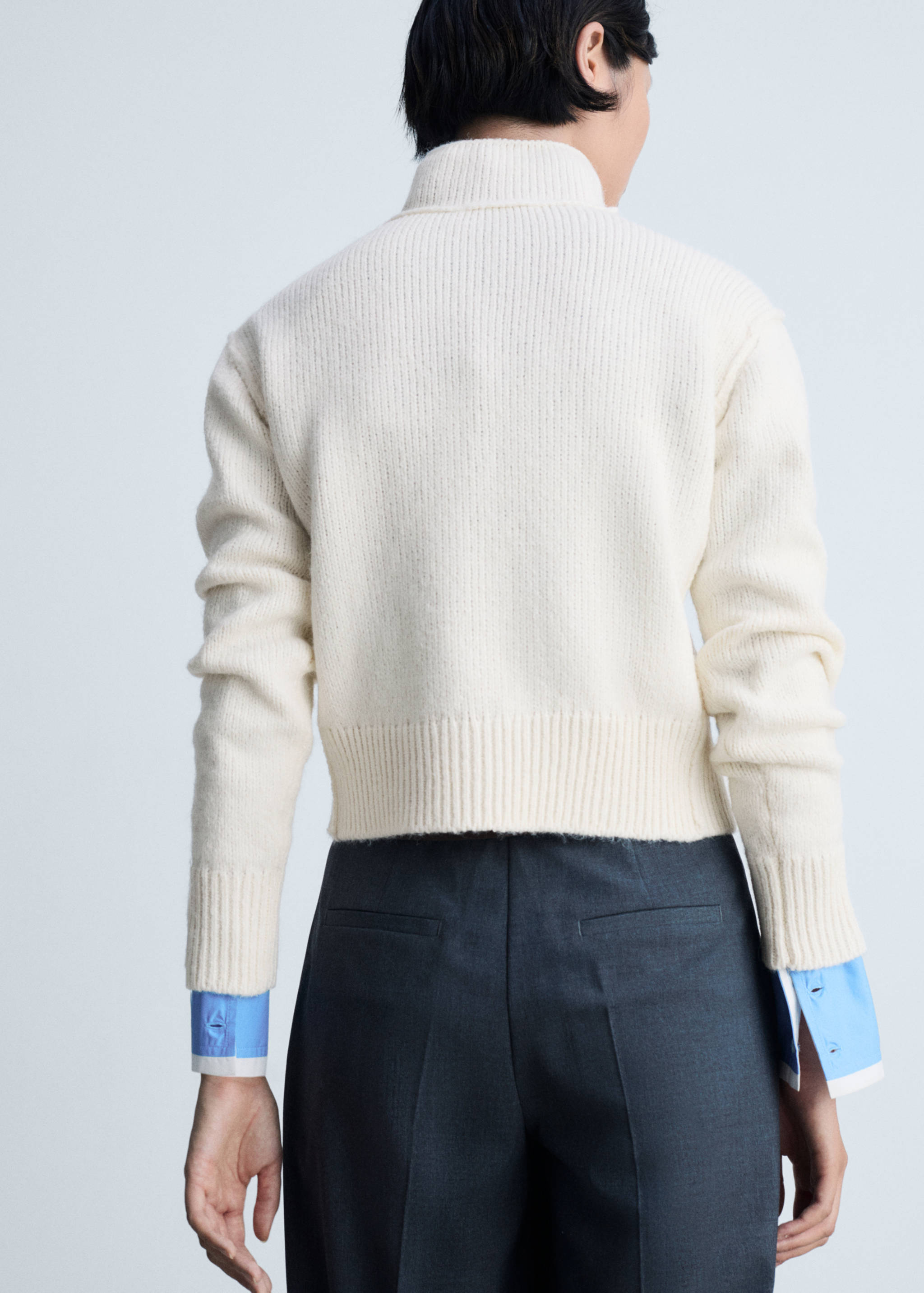 Genser med perkinshals og sømmer - Baksiden av artikkelen