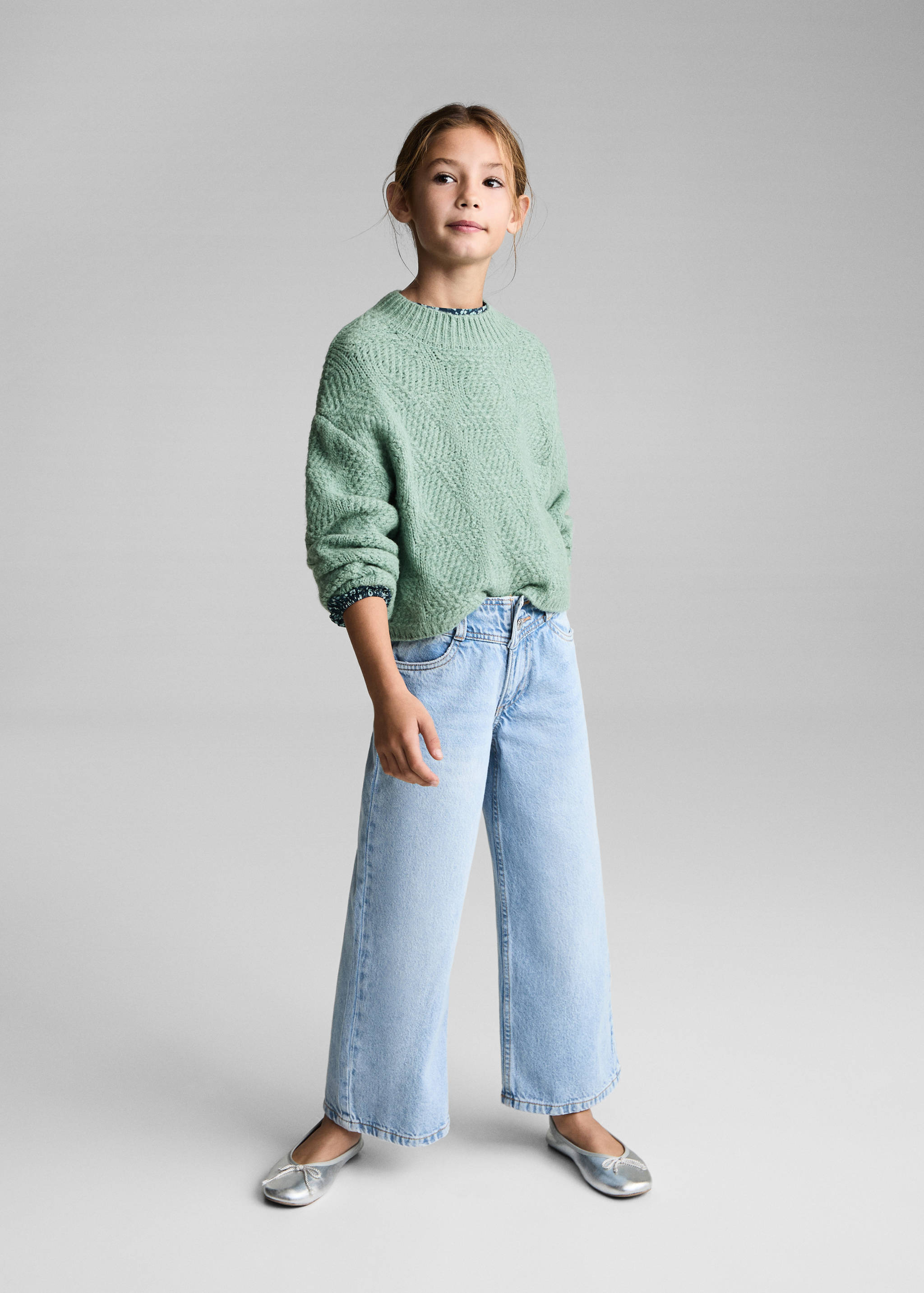 Knitted sweater with perkins neck - General plane