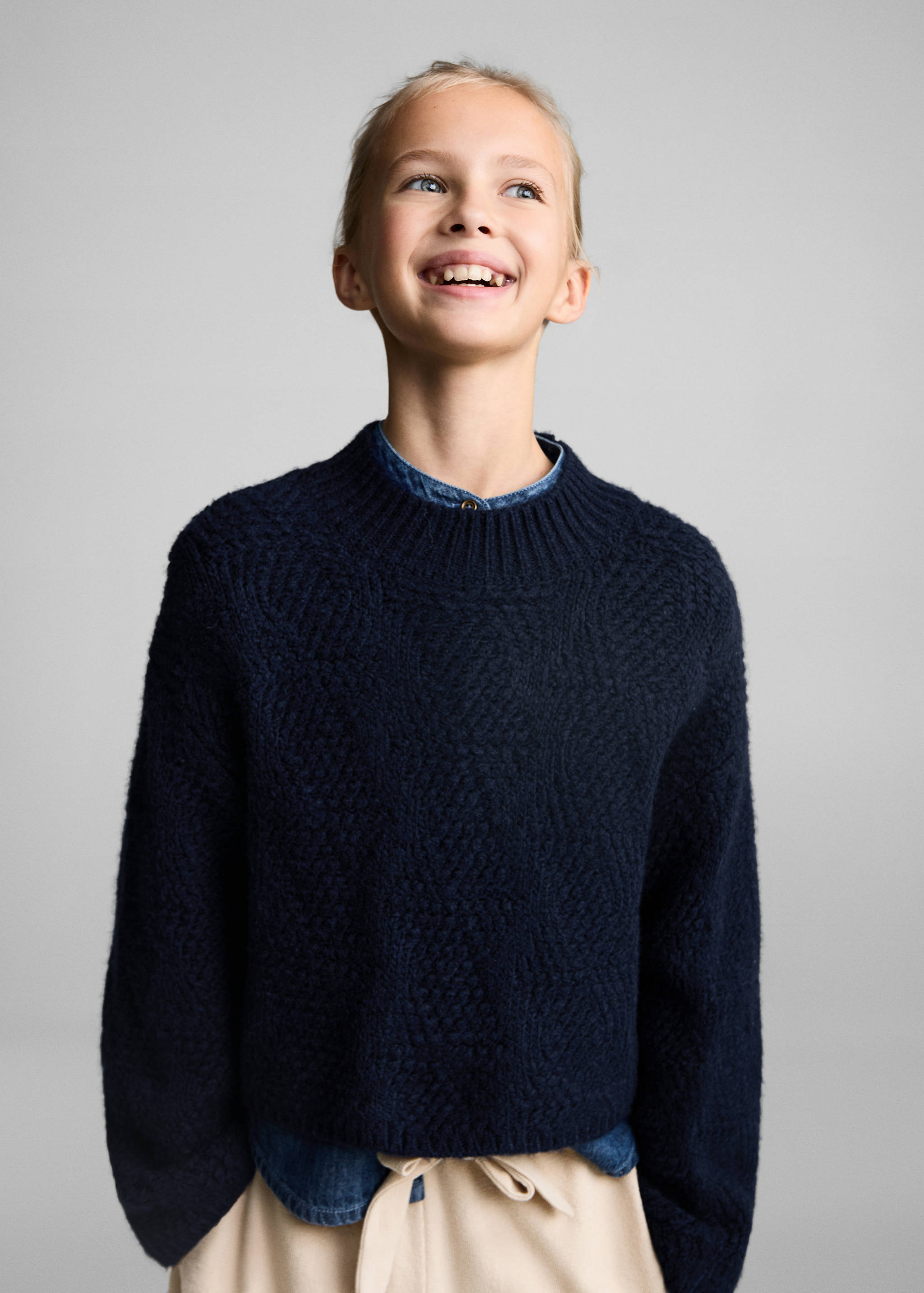 Knitted sweater with perkins neck - Medium plane