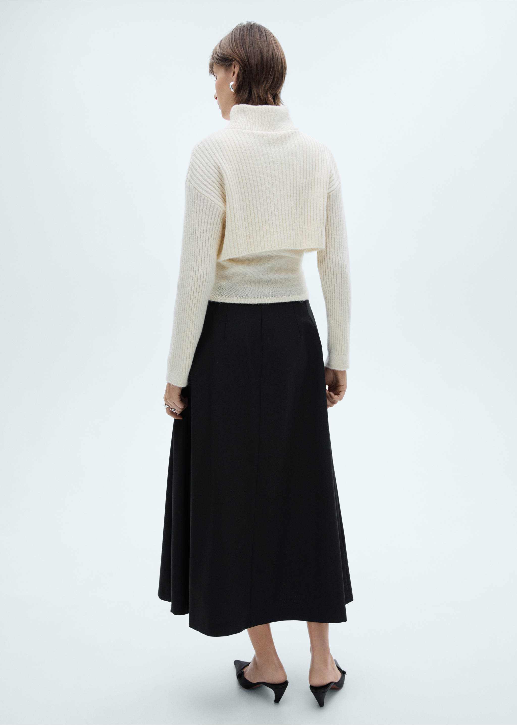 Long flared skirt - Reverse of the article, Black. Ref: 77028284-00.