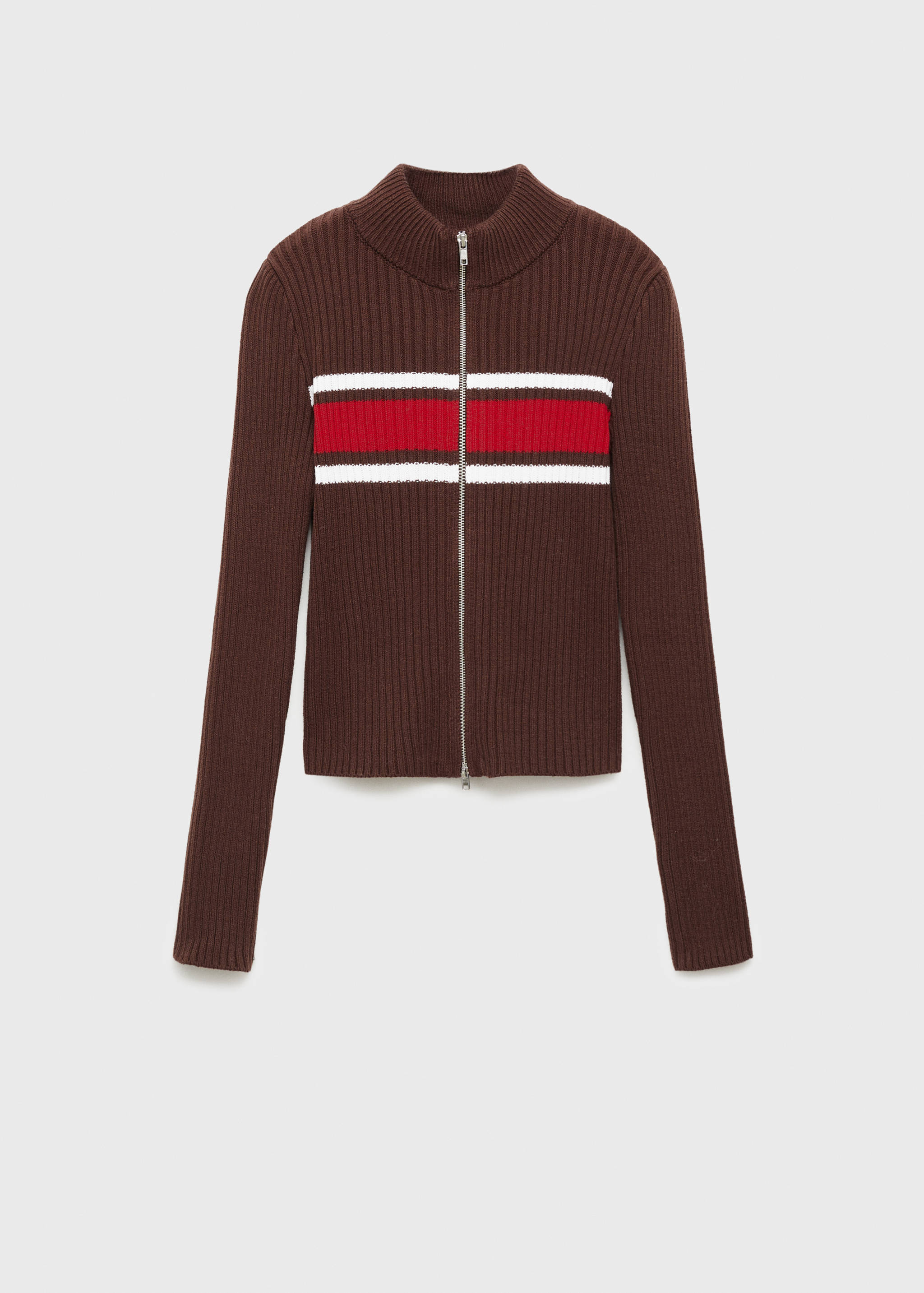 Ribbed cardigan with contrasting panel - Article without model