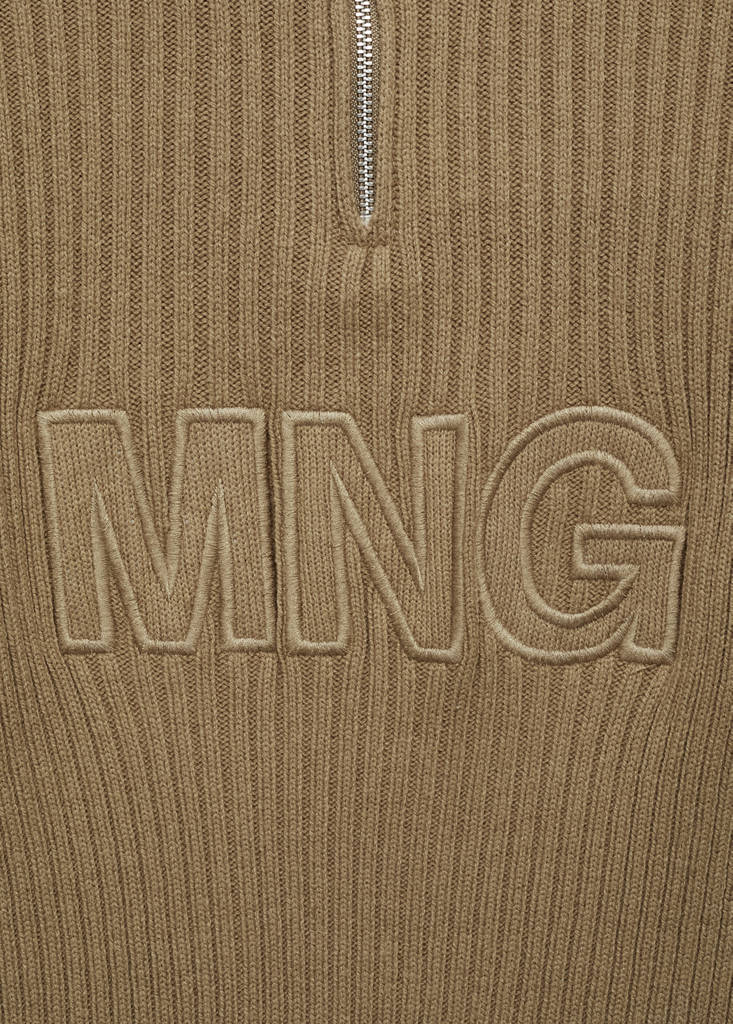 Perkins-neck sweater with logo — Khaki