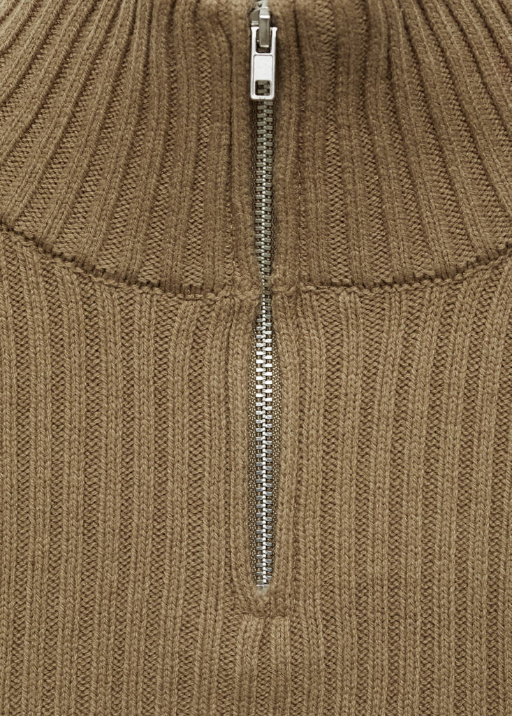 Perkins-neck sweater with logo — Khaki