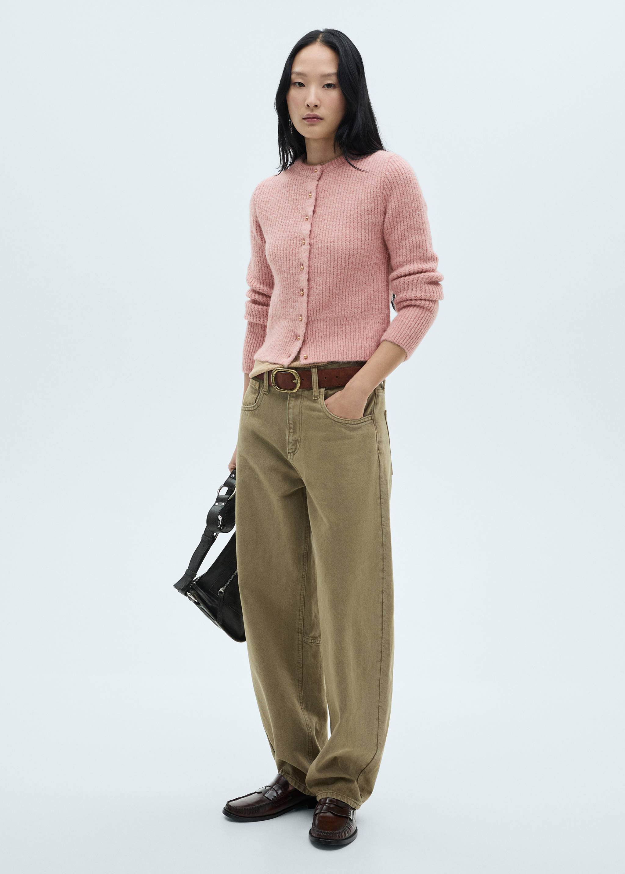 Knitted cardigan with jewel button - General plane