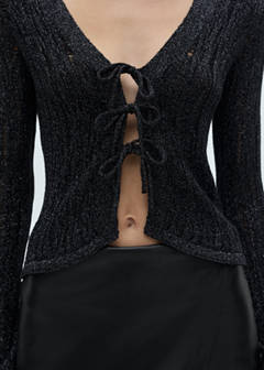 Lurex cardigan with bows — Black 5