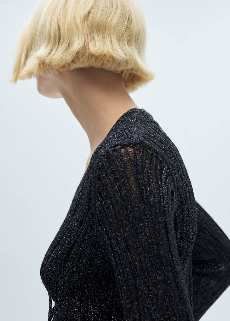 Lurex cardigan with bows — Black