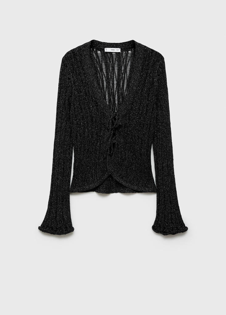 Lurex cardigan with bows — Black