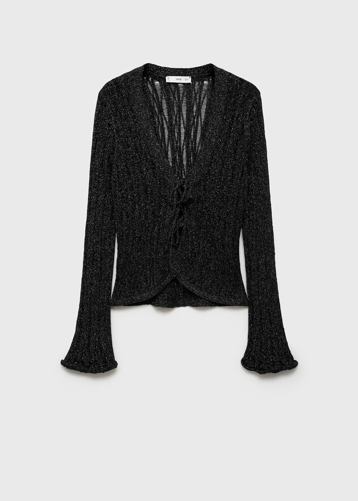Lurex cardigan with bows — Black