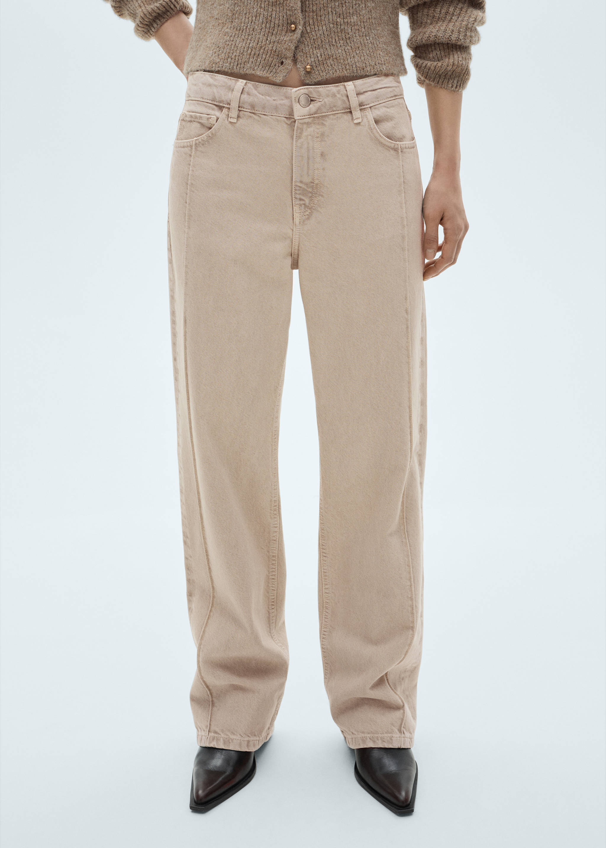 Jeans rectos rinse wash costuras - Plano medio