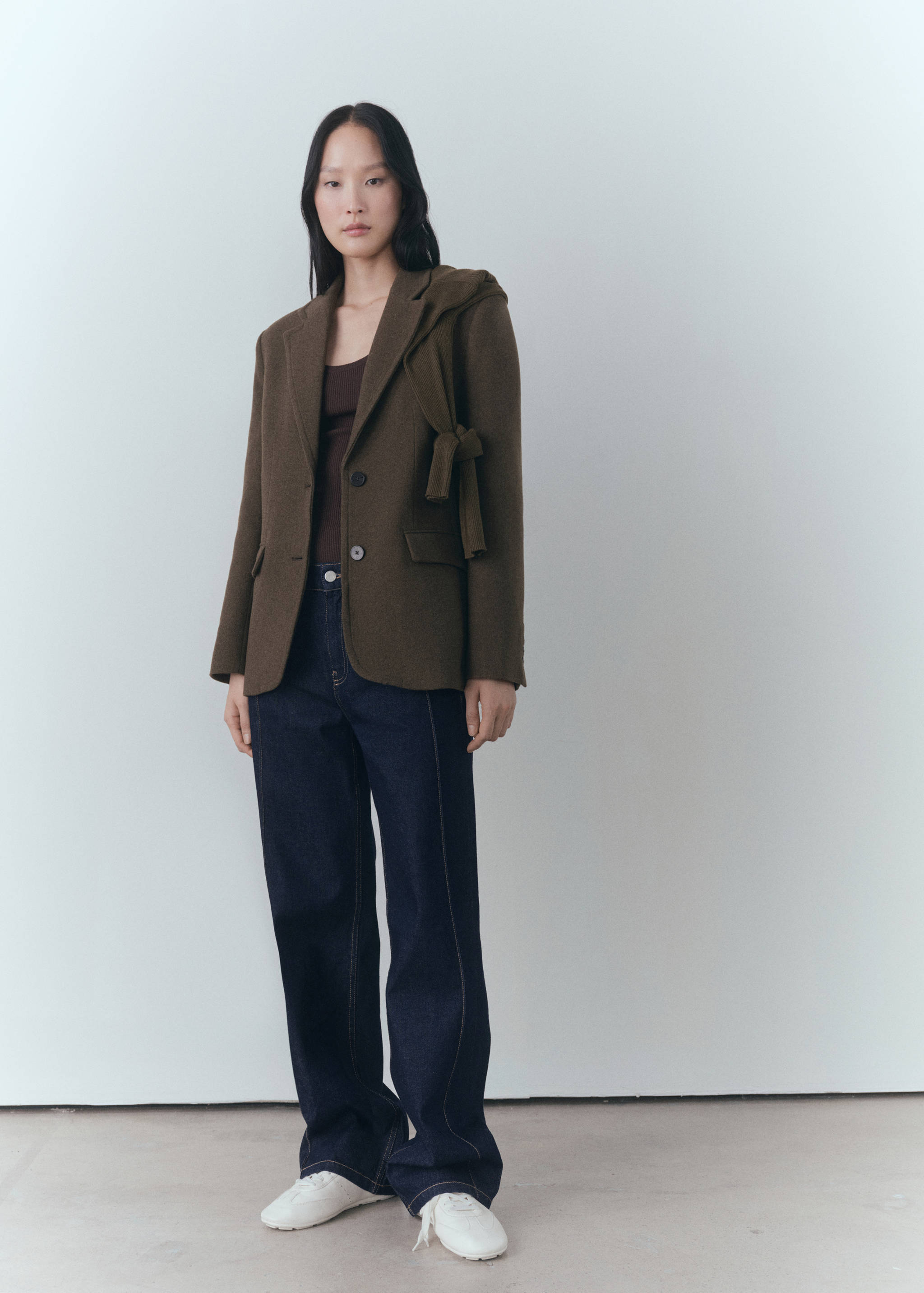 Jeans rectos rinse wash costuras - Plano general