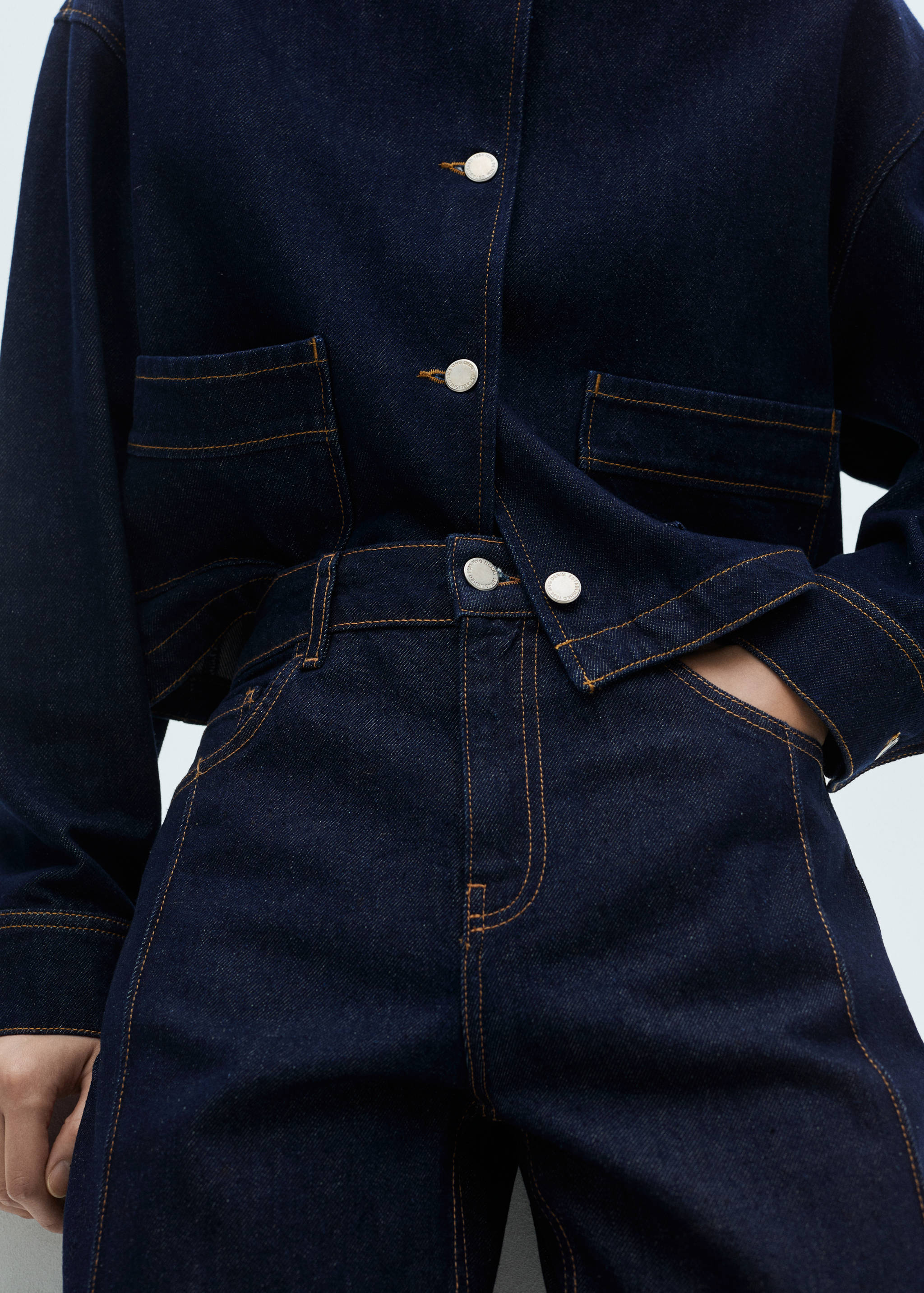 Straight-fit rinse-wash jeans with seams - Details of the article 3
