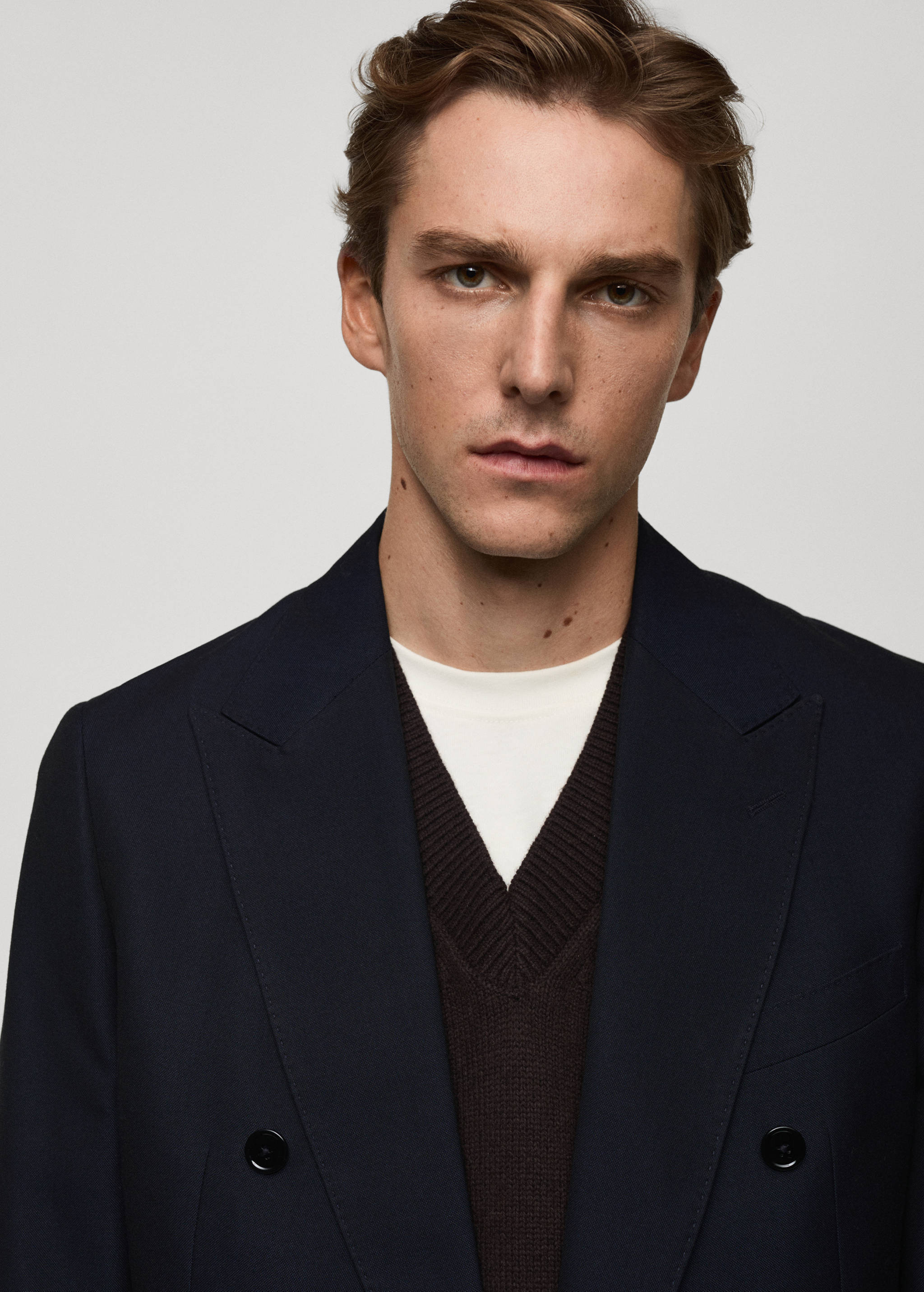 Slim fit double-breasted suit blazer - Details of the article 1