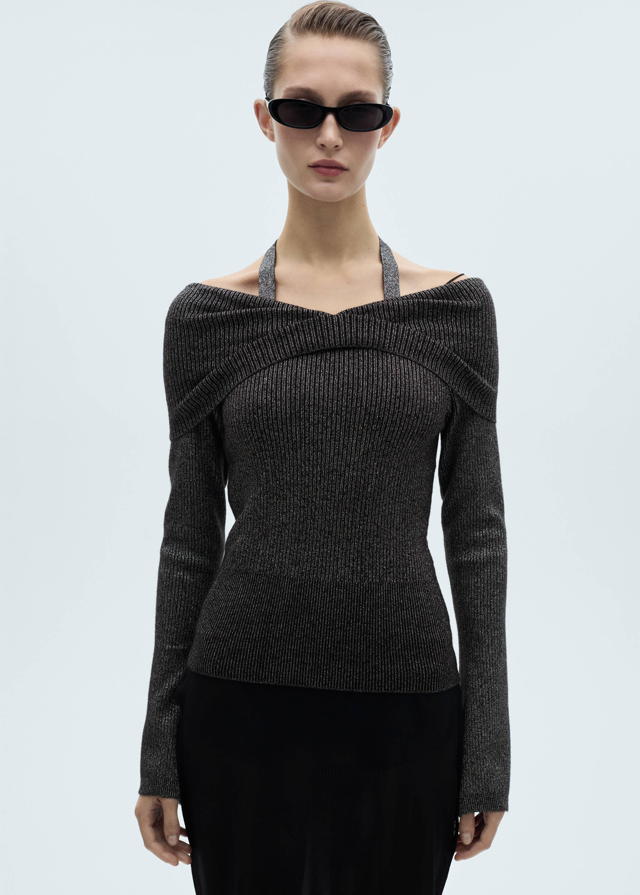 Lurex sweater with bare shoulders - Medium plane