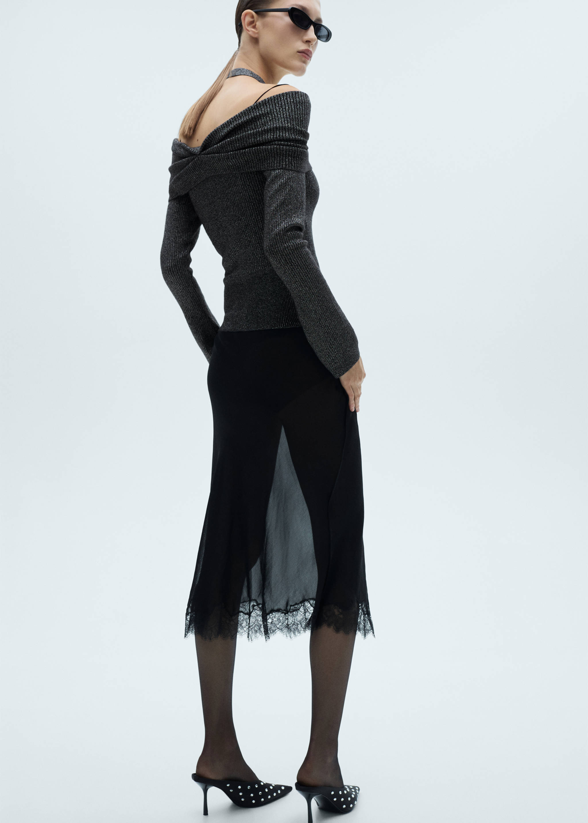 Lurex sweater with bare shoulders - Reverse of the article