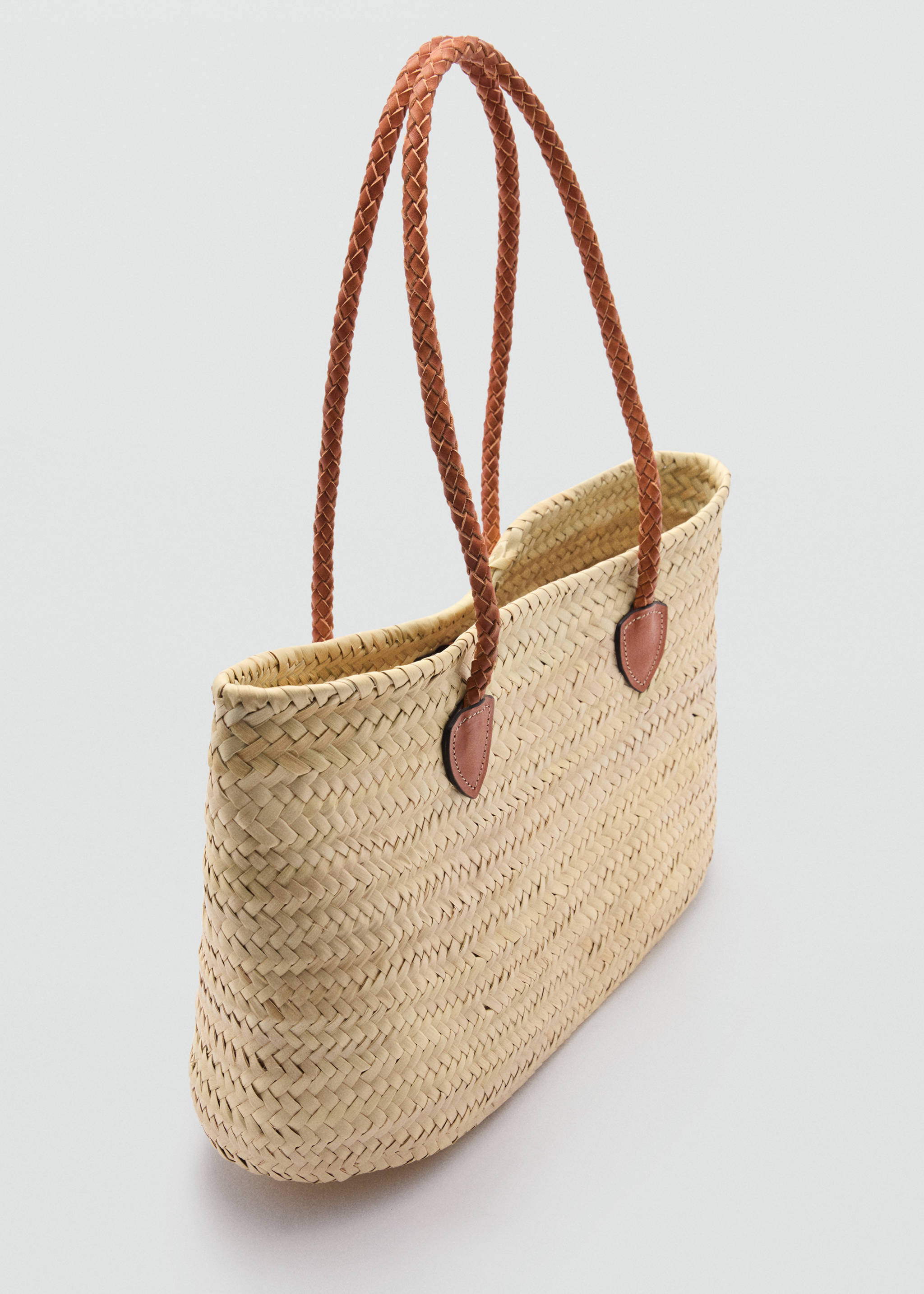Natural fibre bag with leather handles - Medium plane
