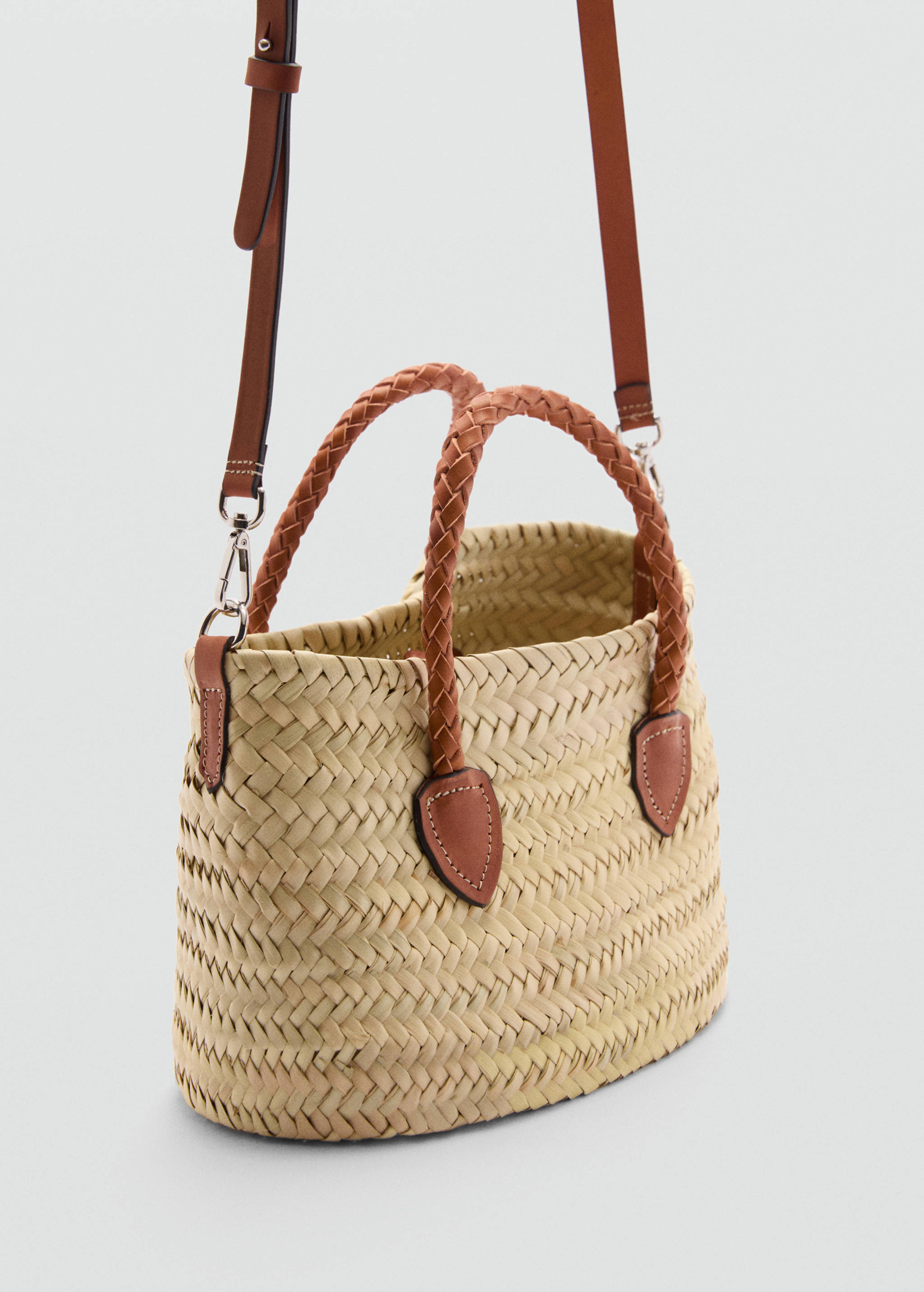 Natural fibre bag with leather handles - Medium plane