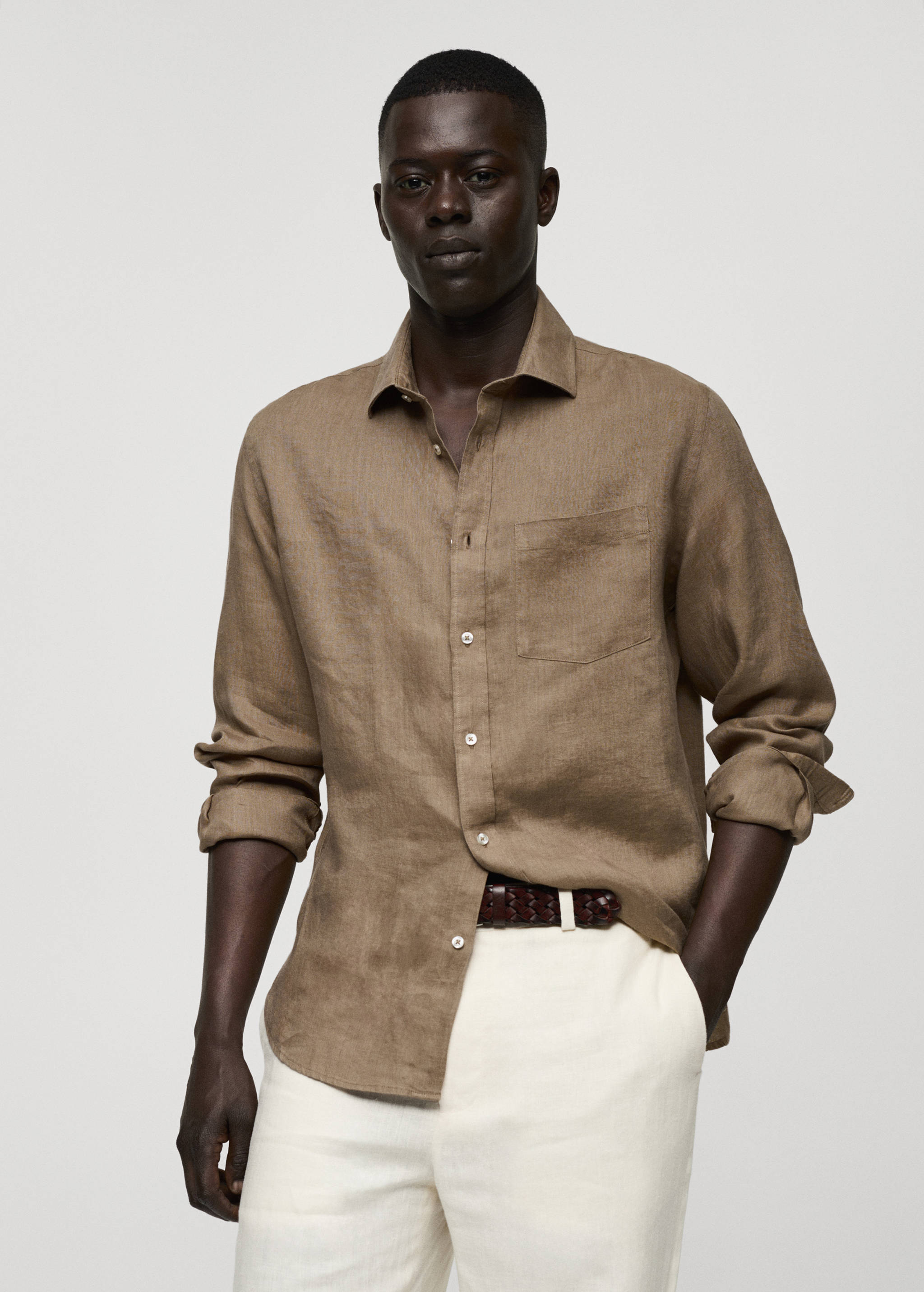 Classic fit 100% linen shirt - Medium plane