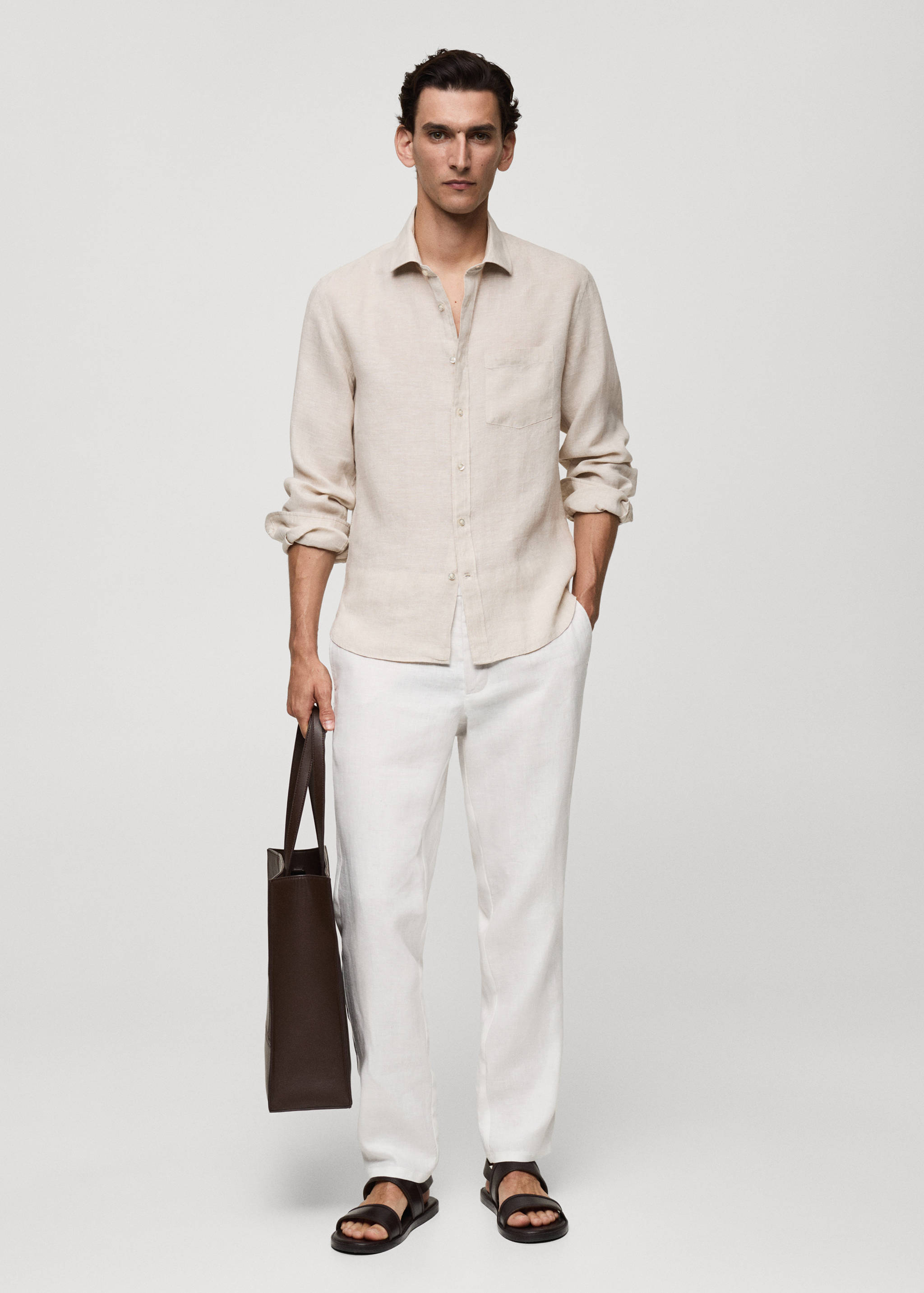Classic fit 100% linen shirt - General plane