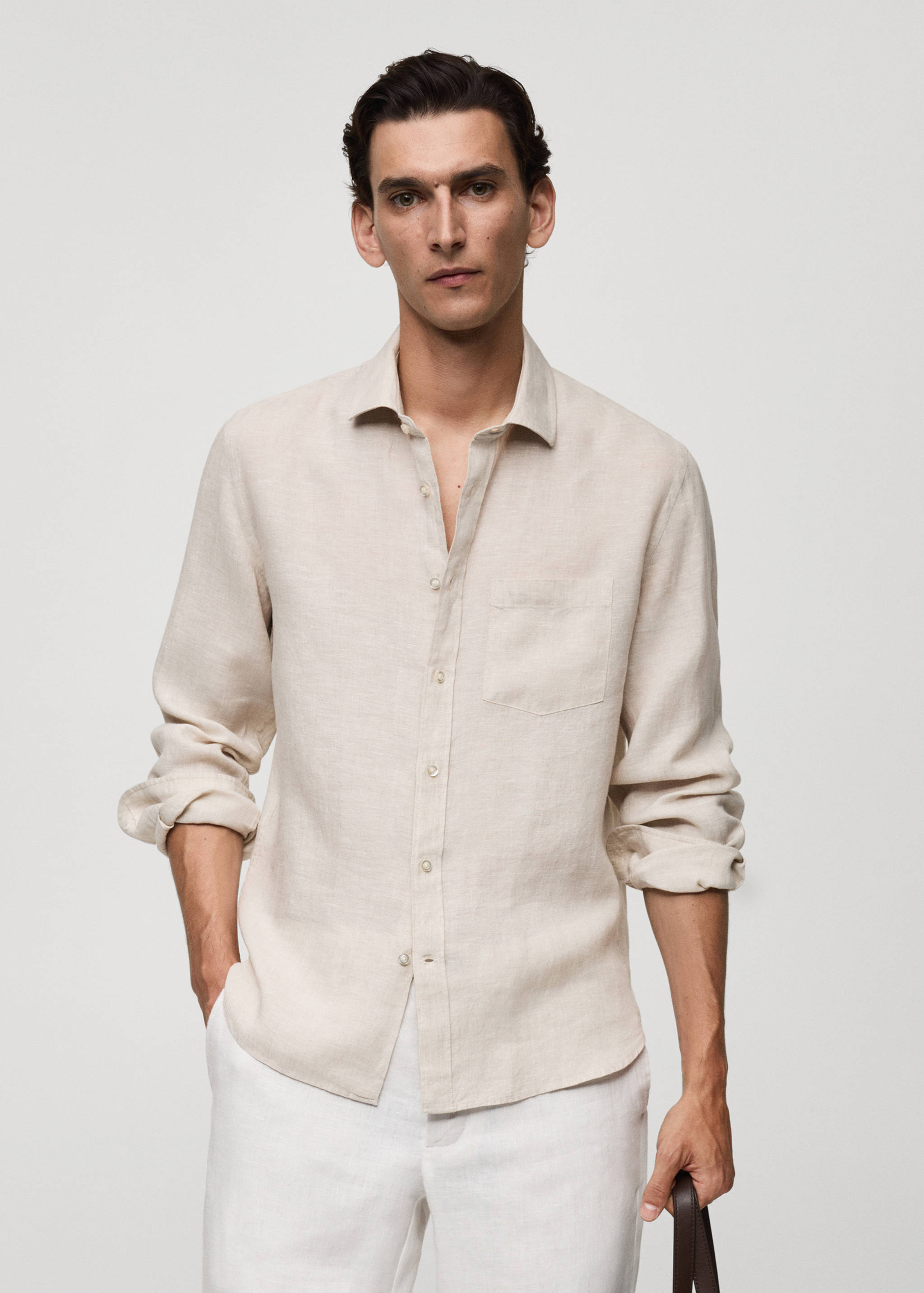Classic fit 100% linen shirt - Medium plane