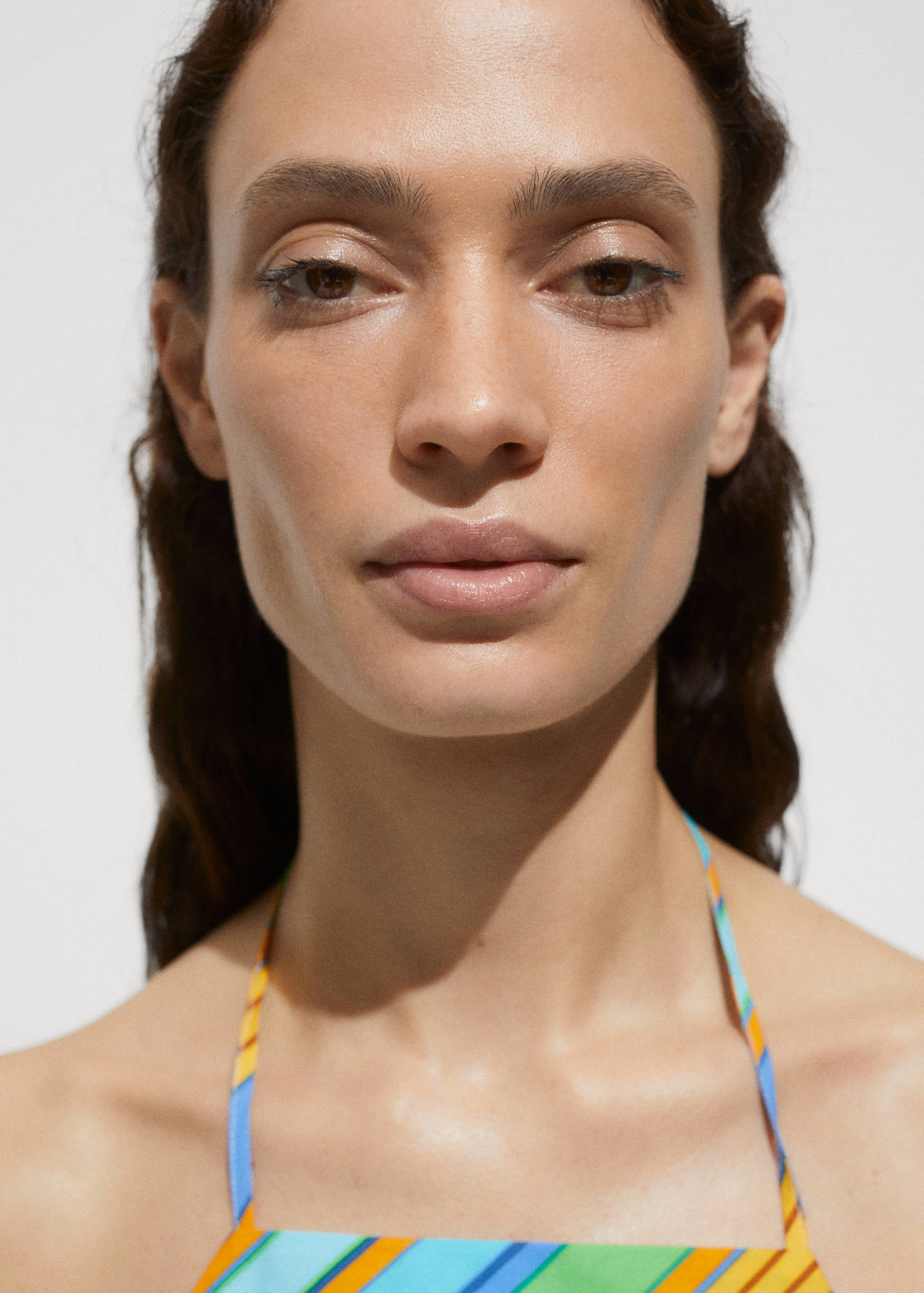Halter dress with striped print - Details of the article 1