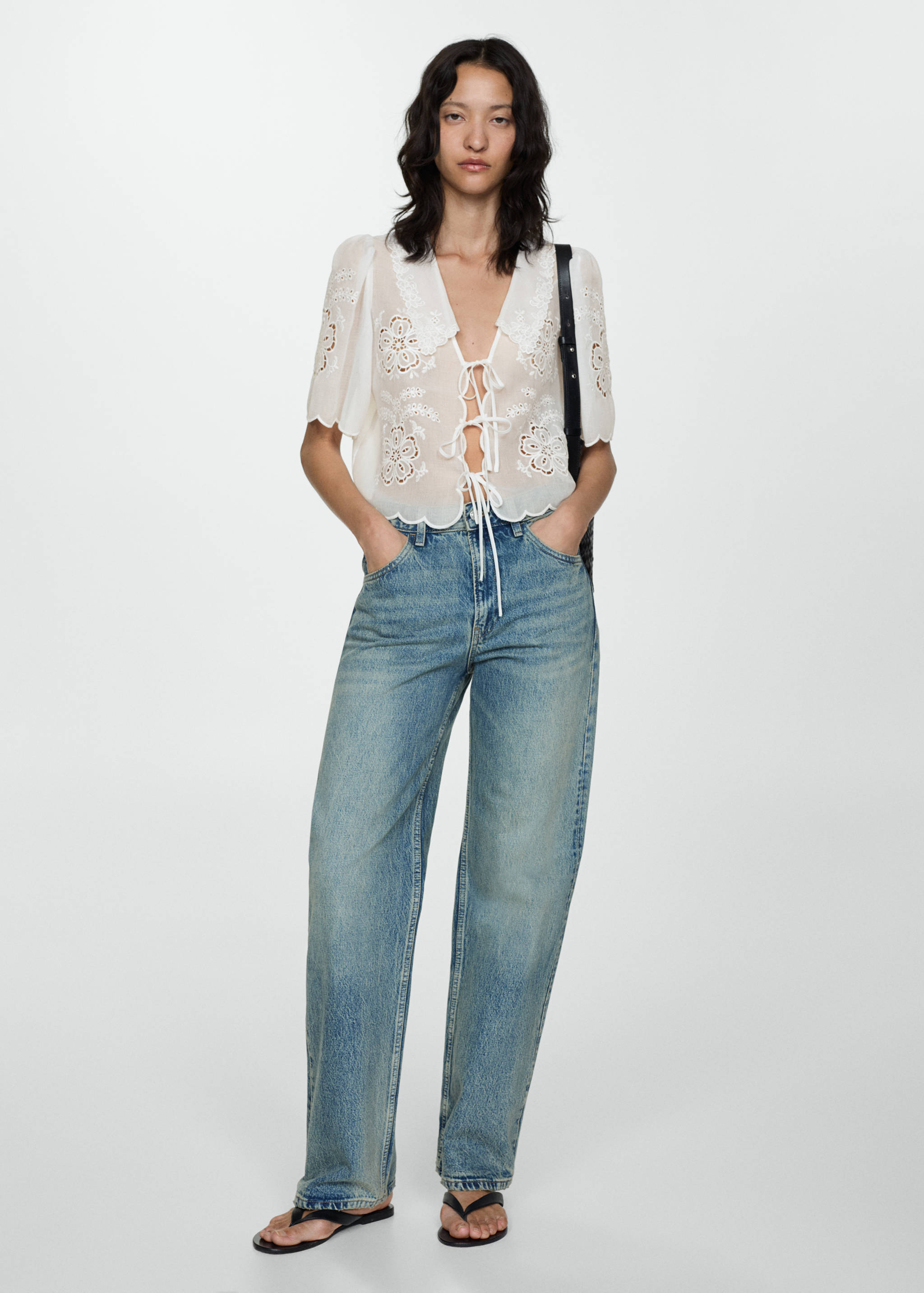 Embroidered blouse with bows - General plane