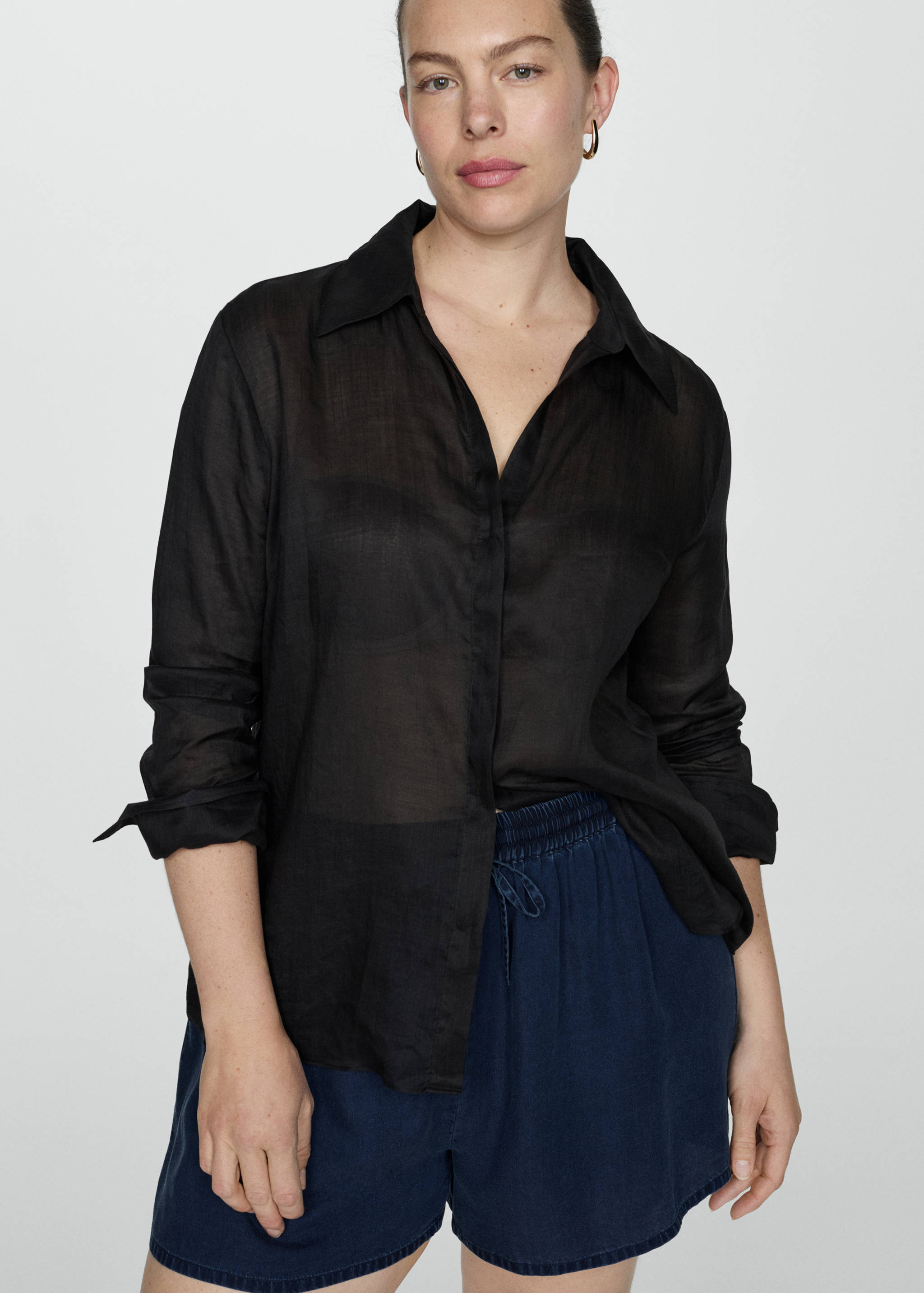 Lyocell shorts with elastic waist - Details of the article 4