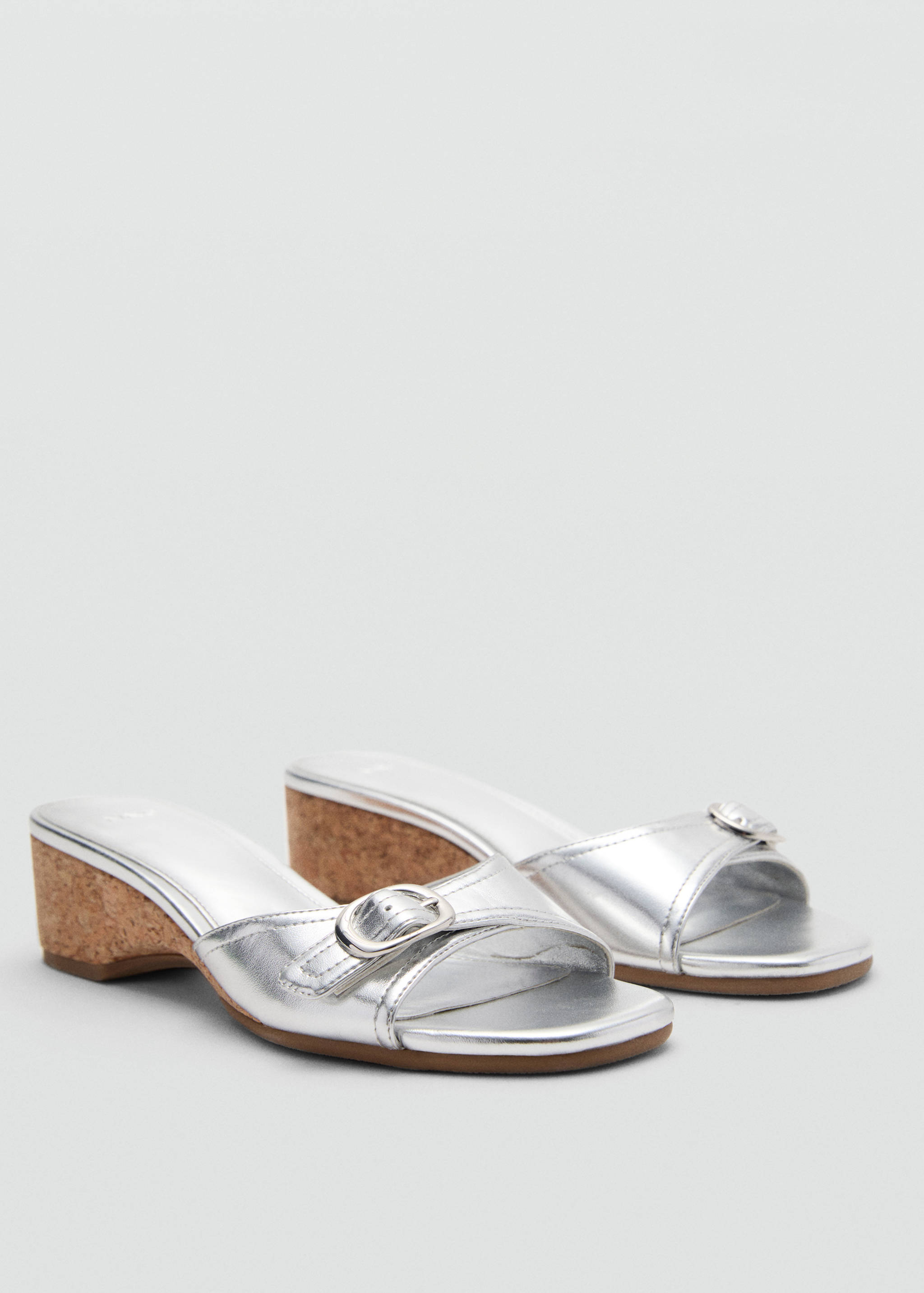 Metallic wedge sandal with buckle detail - Medium plane