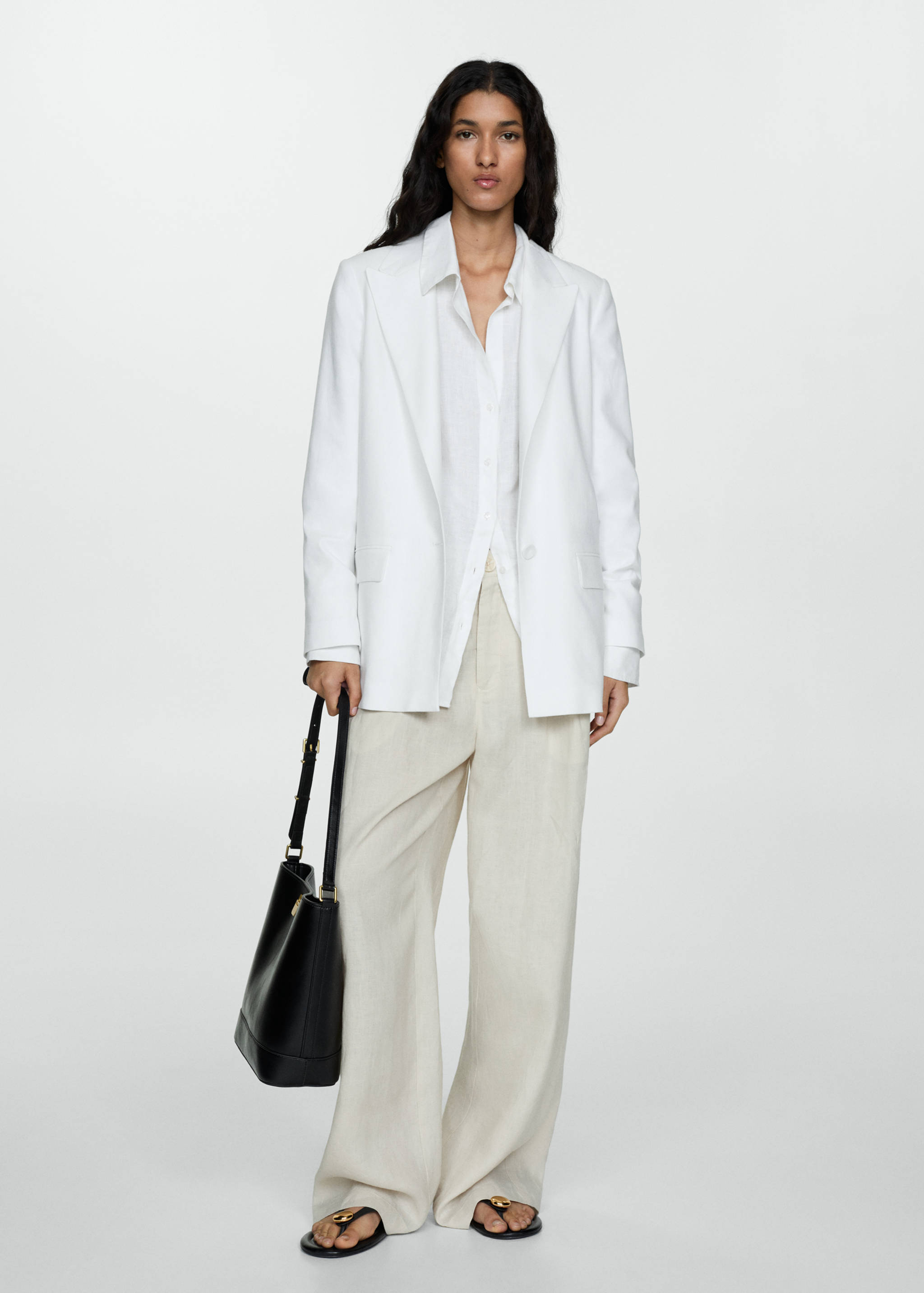 Straight-fit linen jacket - General plane