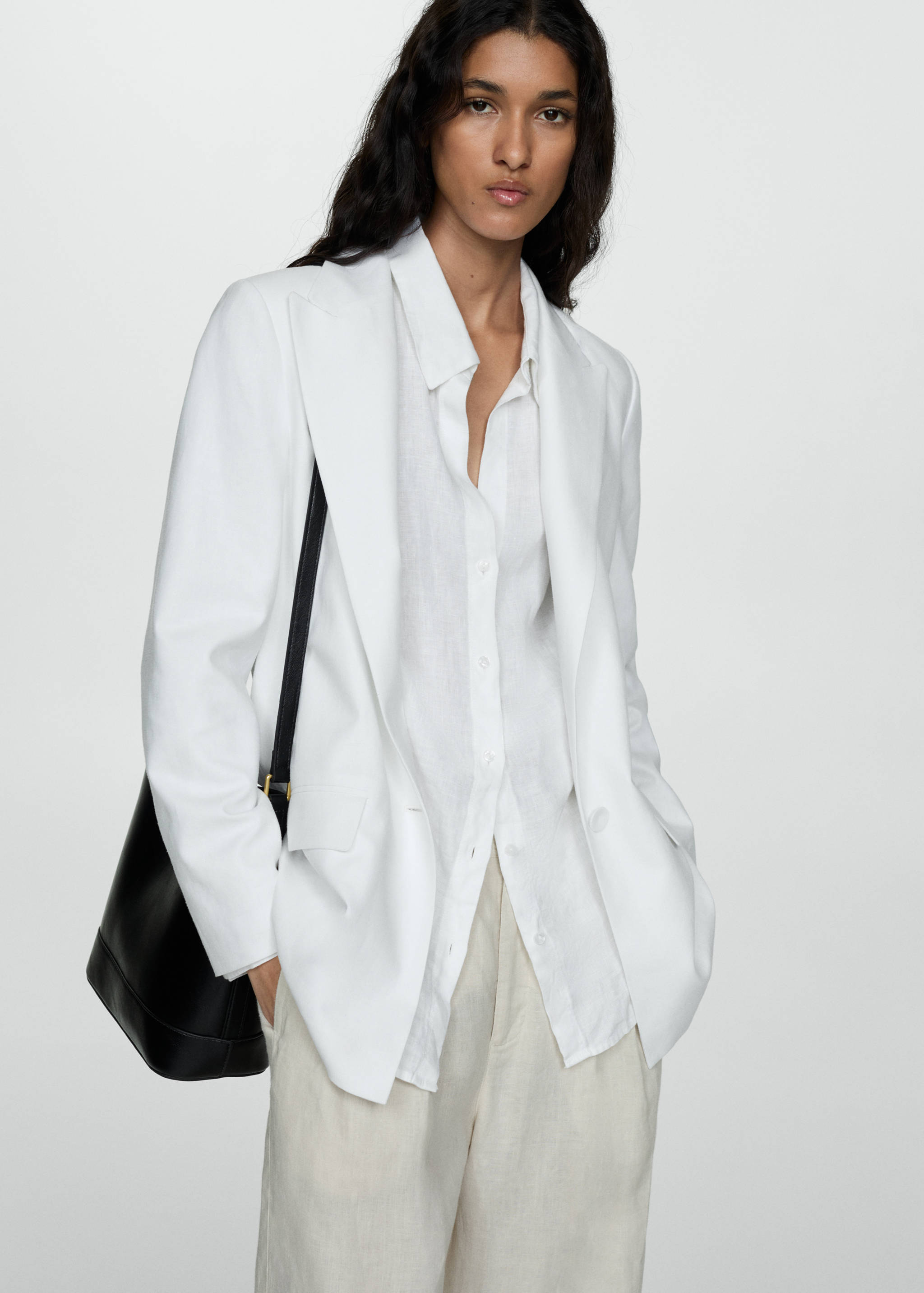 Straight-fit linen jacket - Medium plane