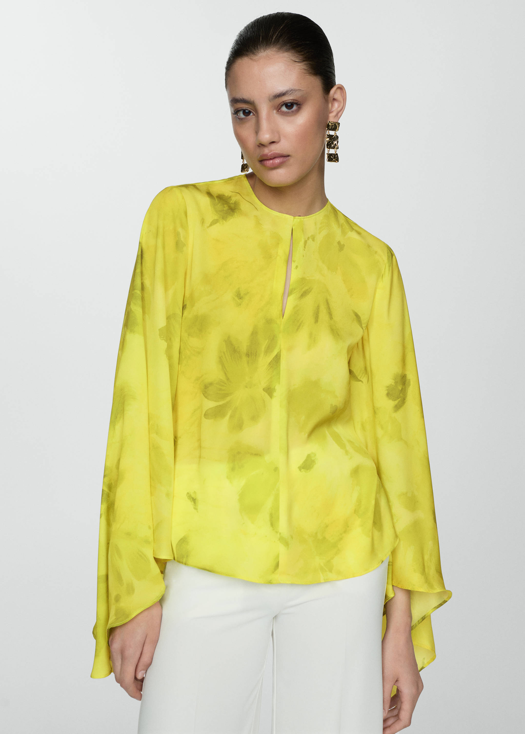 Printed blouse with flared sleeves - Medium plane