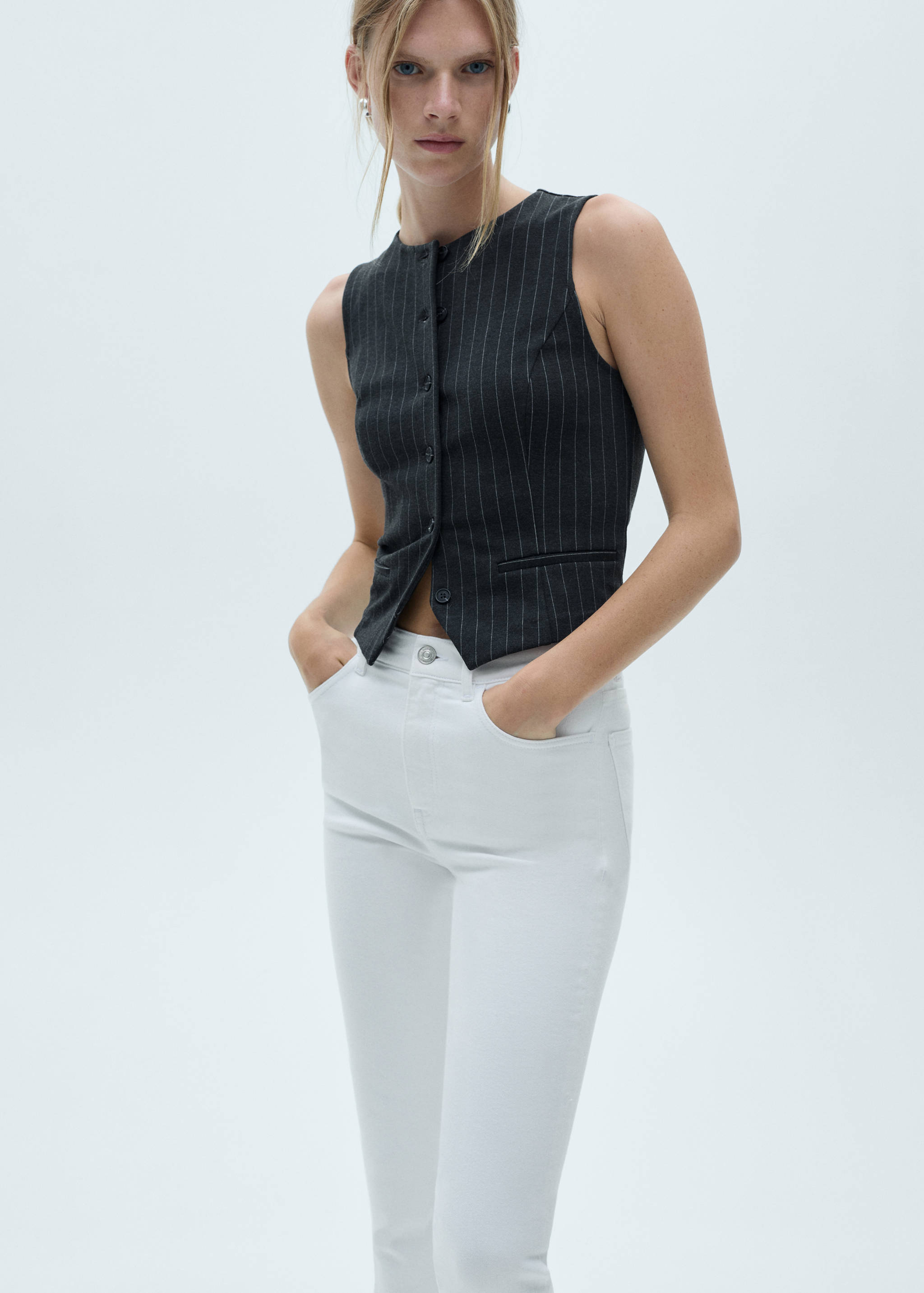 Side opening capri jeans - Medium plane