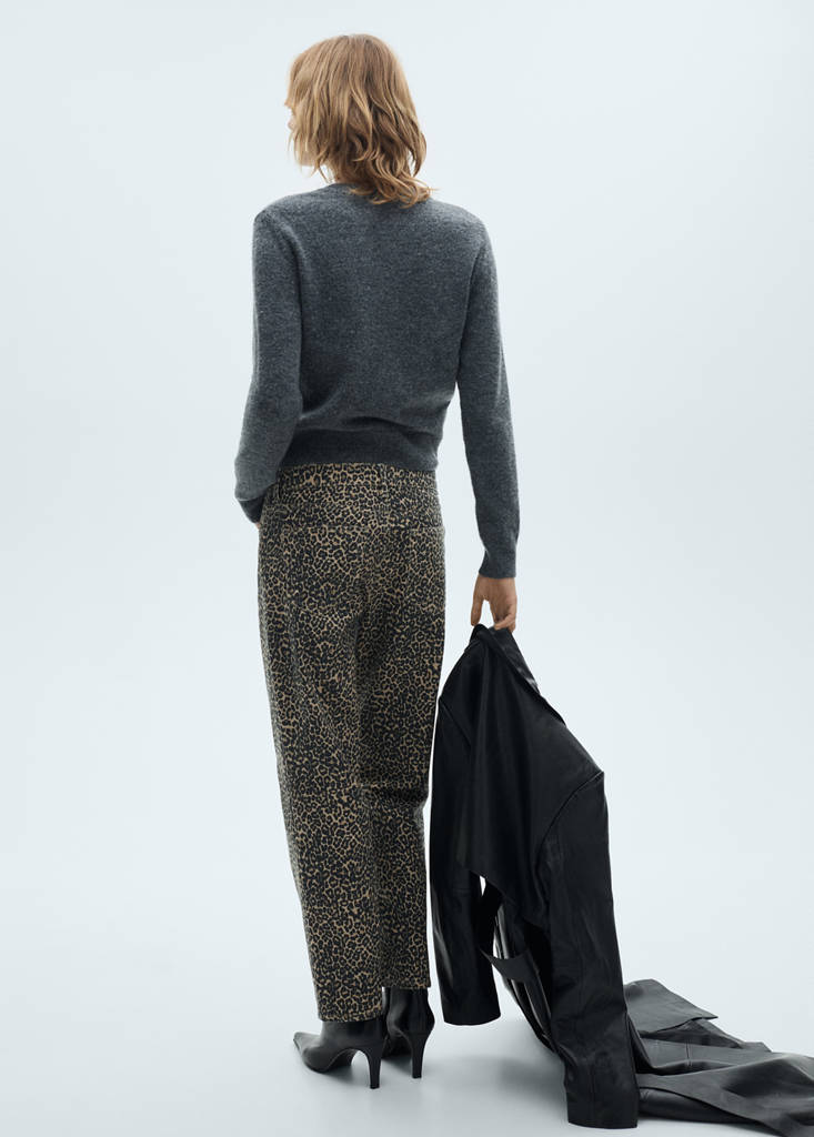 Leopard-print straight jeans — Brown